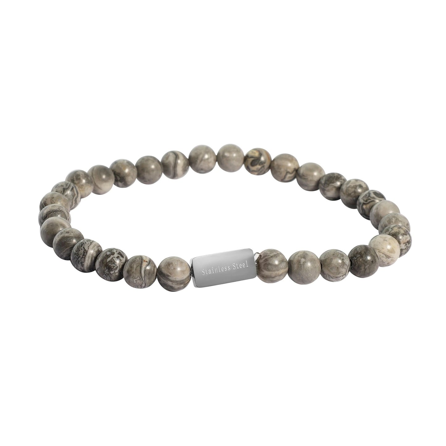 Herren Armband – Kugelarmband aus Edelstahl mit Jaspis 21 cm