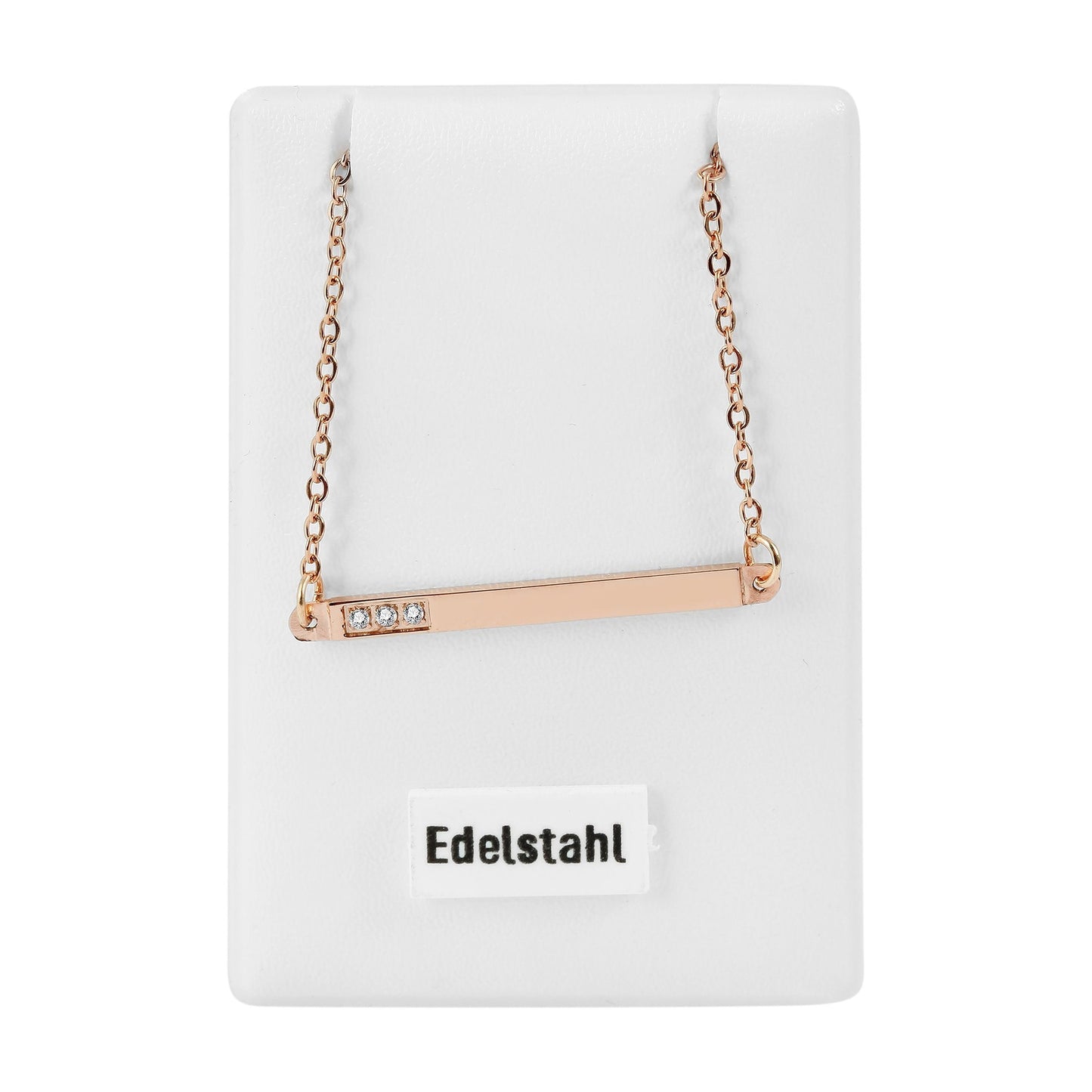 Damen Halskette aus Edelstahl mit Strass Steinchen 43 cm