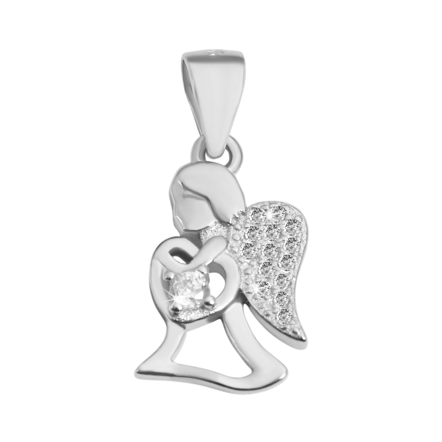 Damen Anhänger – Herzanhänger aus 925 Silber mit Zirkonia