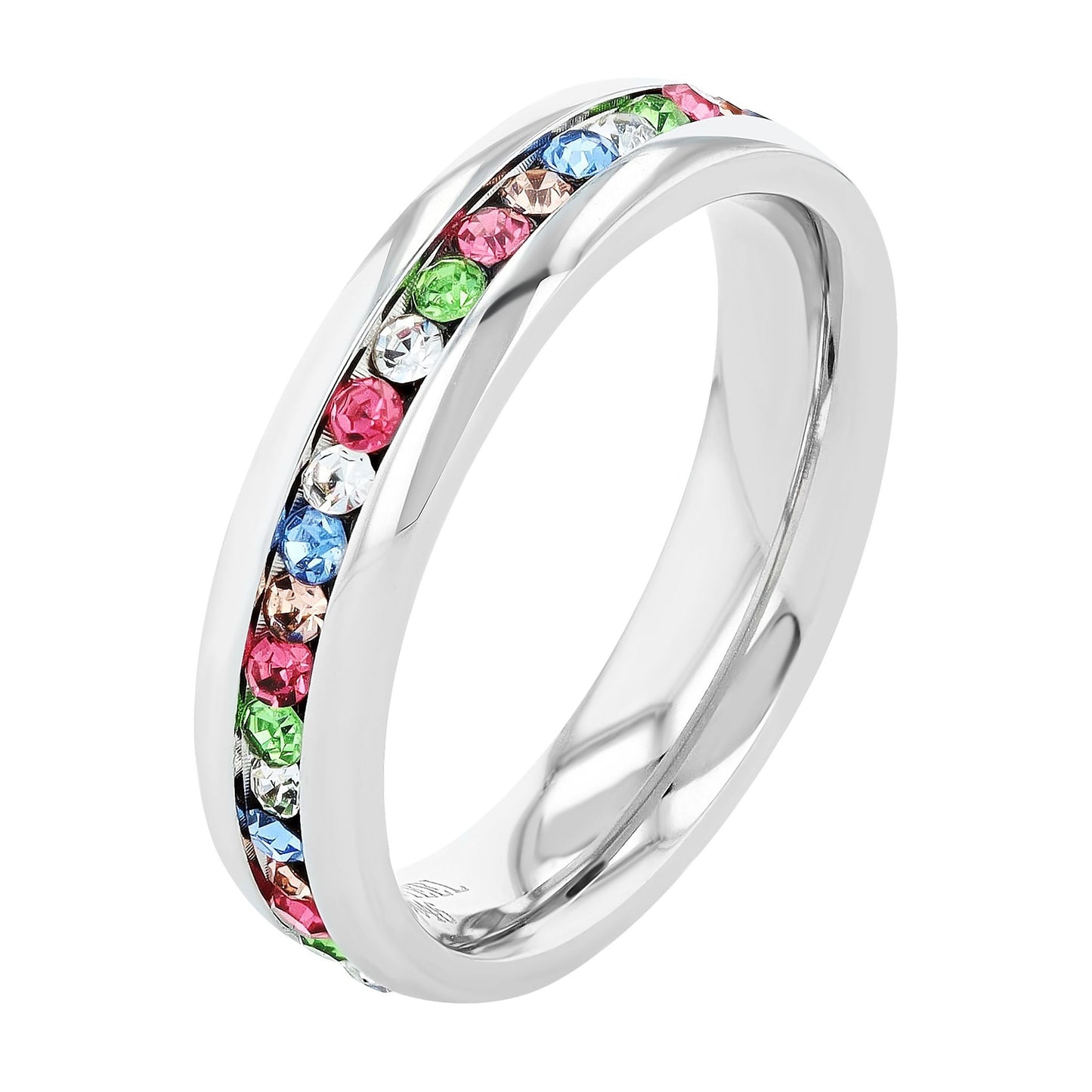 Damen Ring aus Edelstahl mit Strass Steinchen