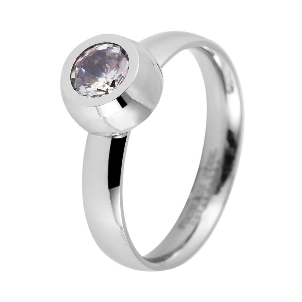 Damen Ring aus Edelstahl mit Zirkonia