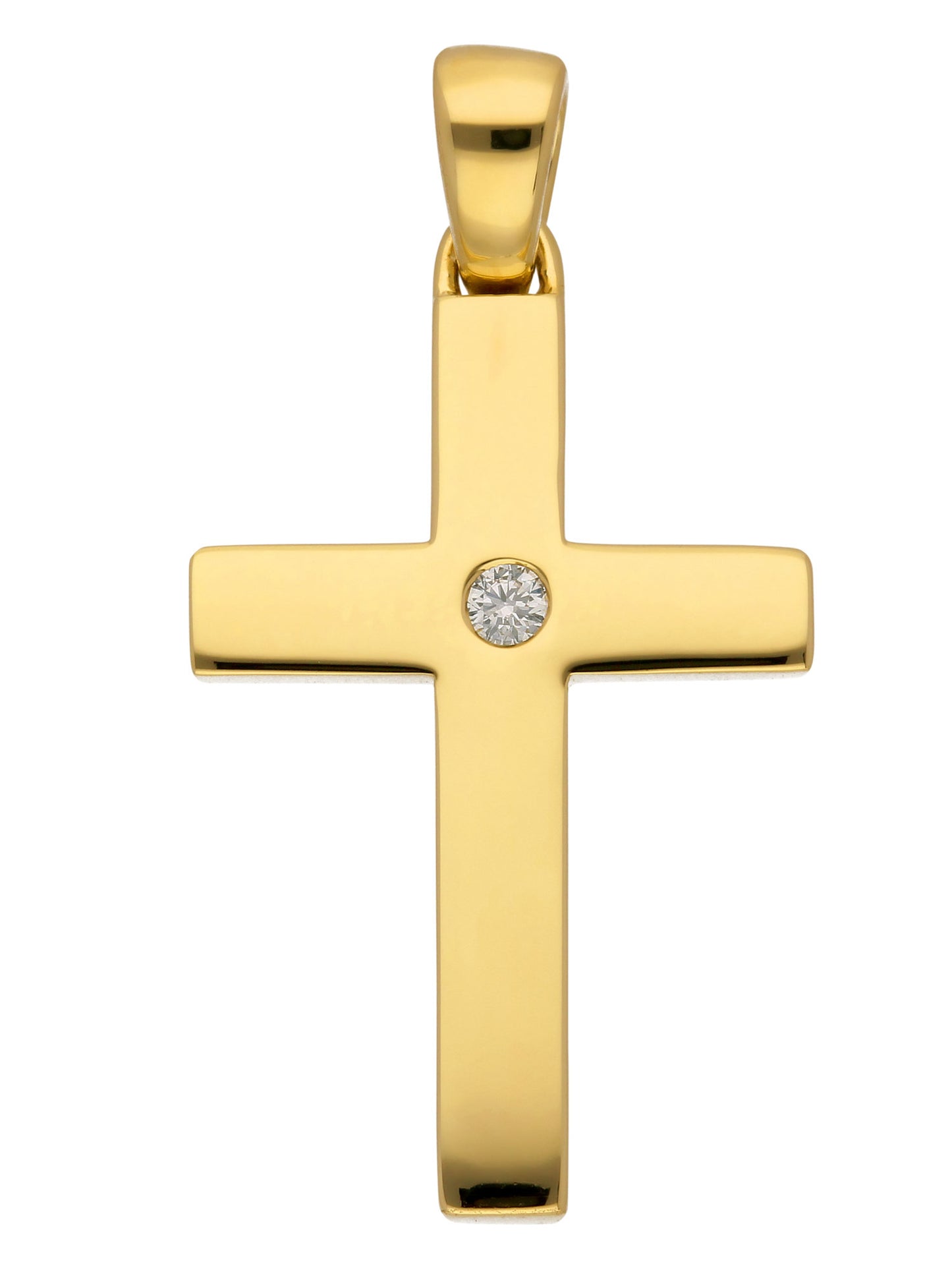 Adelia´s 585 Gold Kreuz Anhänger mit Diamant Brillant