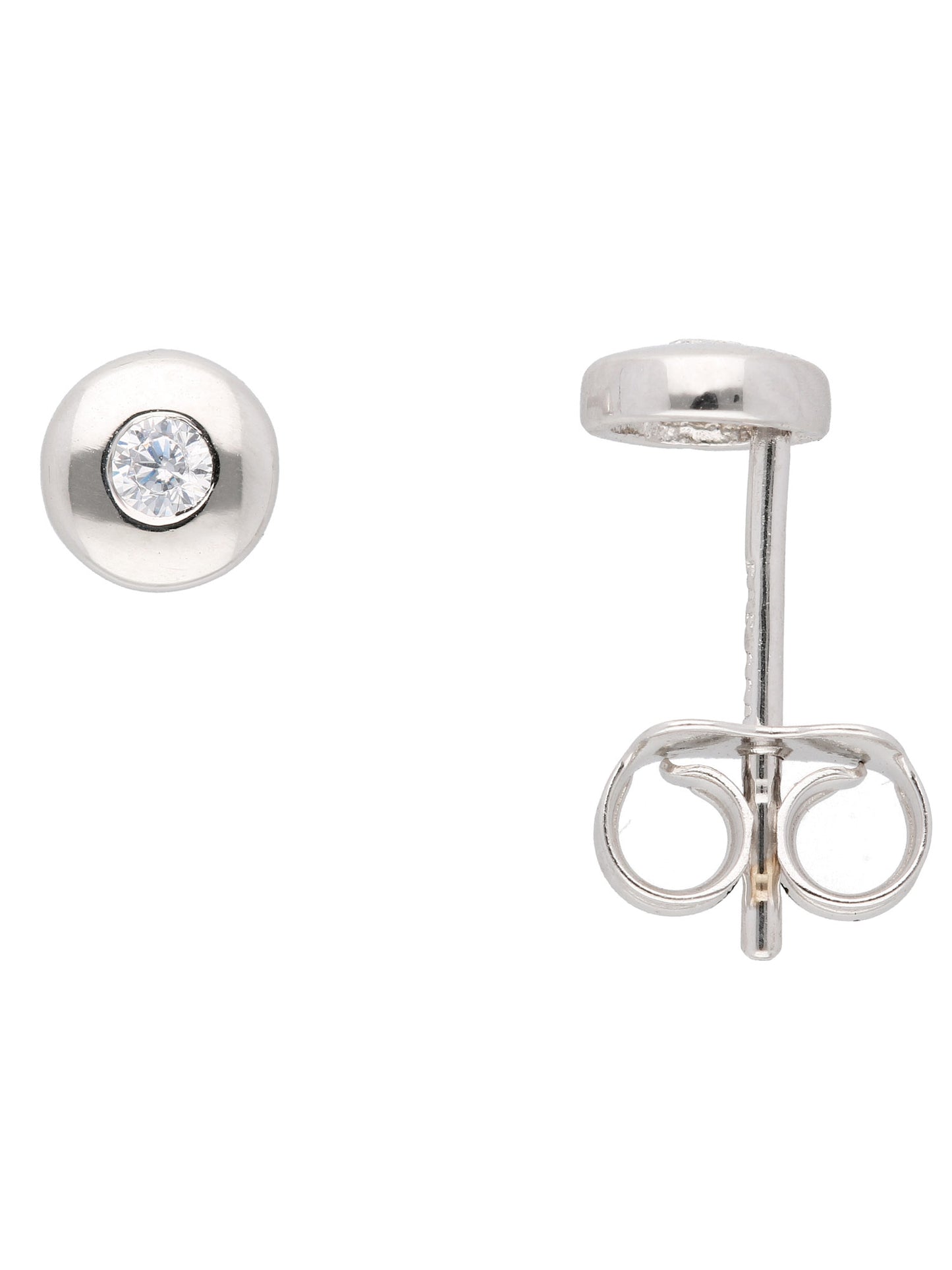 Adelia´s 585 Weißgold Ohrringe Ohrstecker mit Zirkonia Ø 5 mm