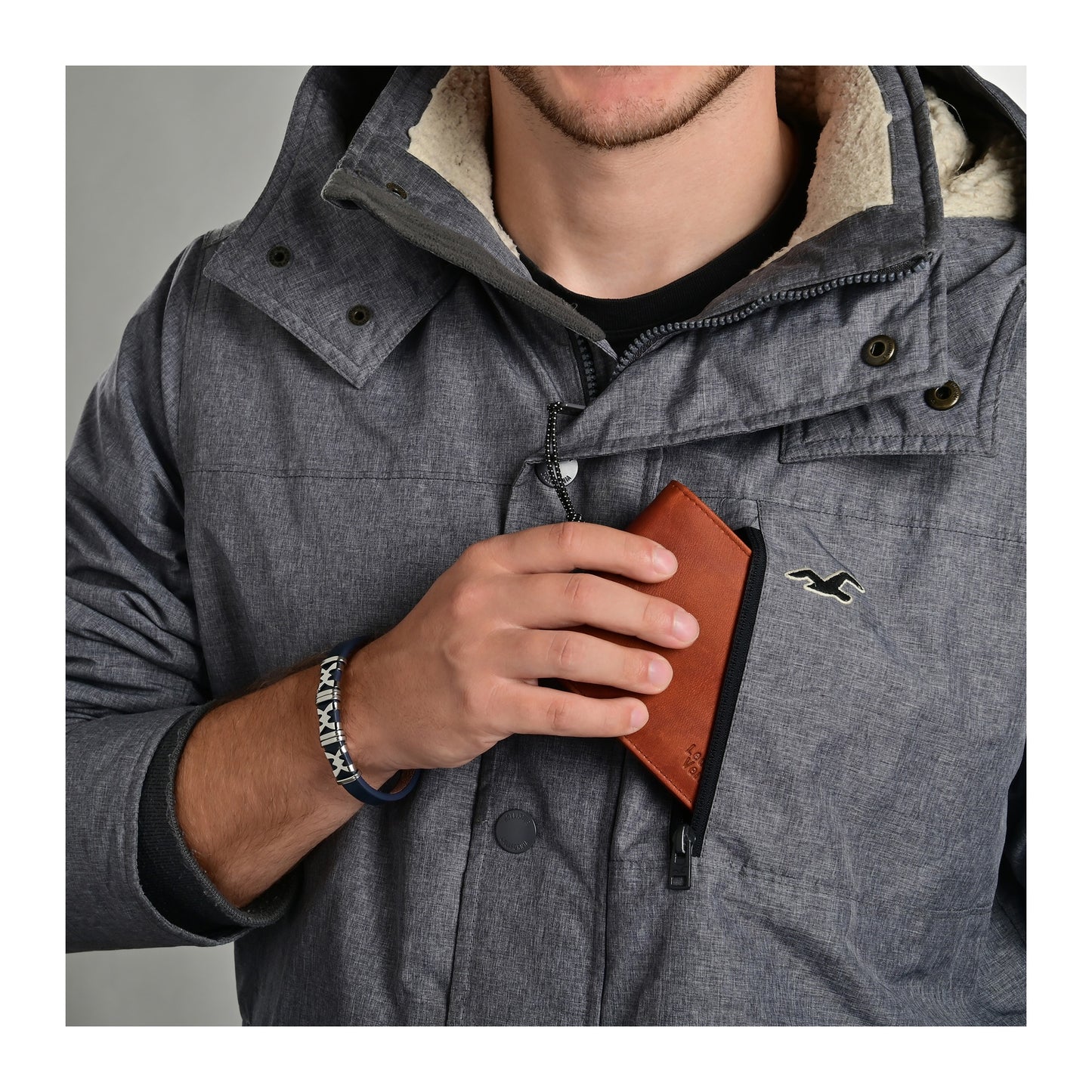 Herren Armband aus Leder 22 cm