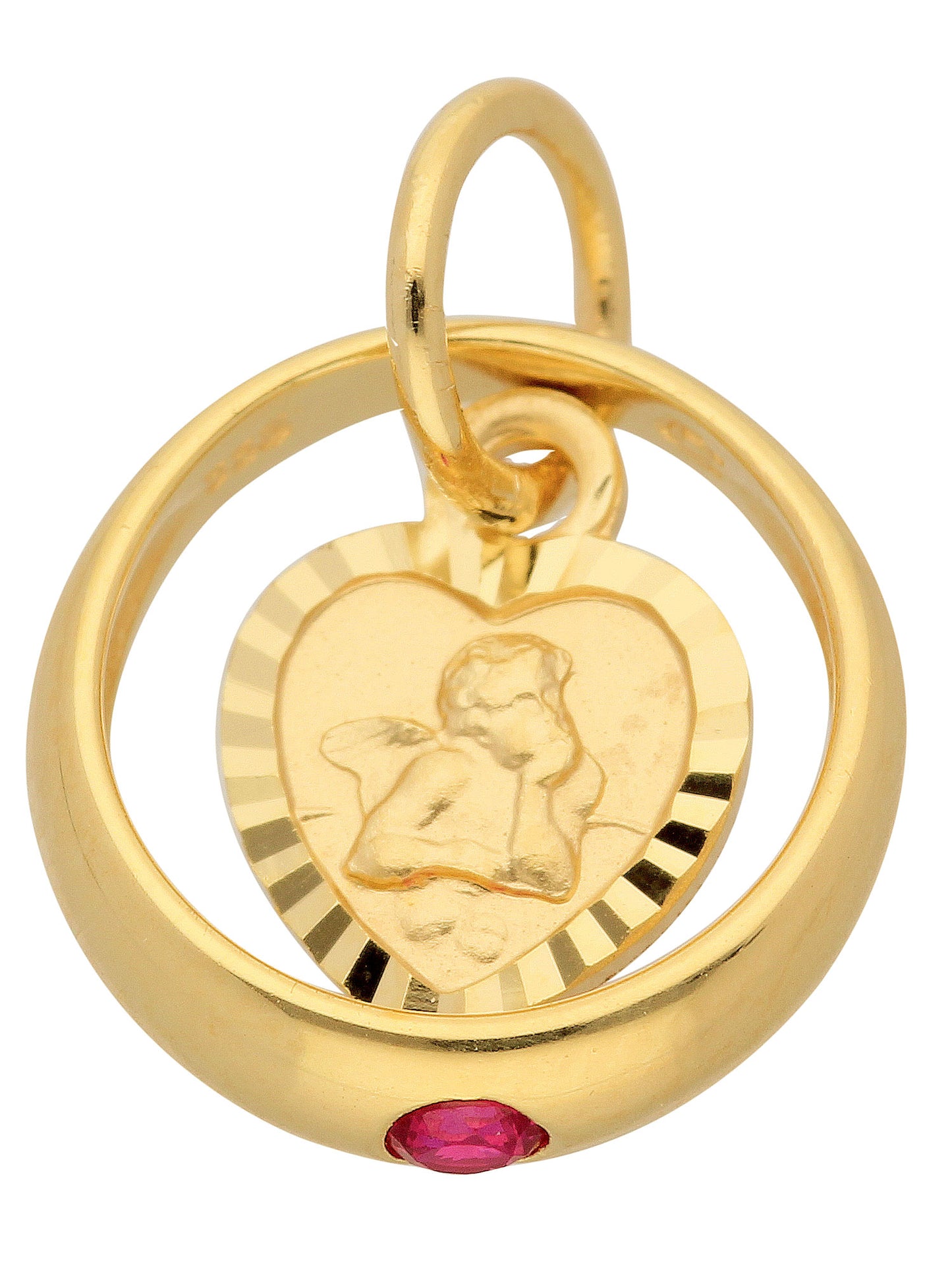 Adelia´s 333 Gold Anhänger Taufring mit Rubin Ø 10,6 mm