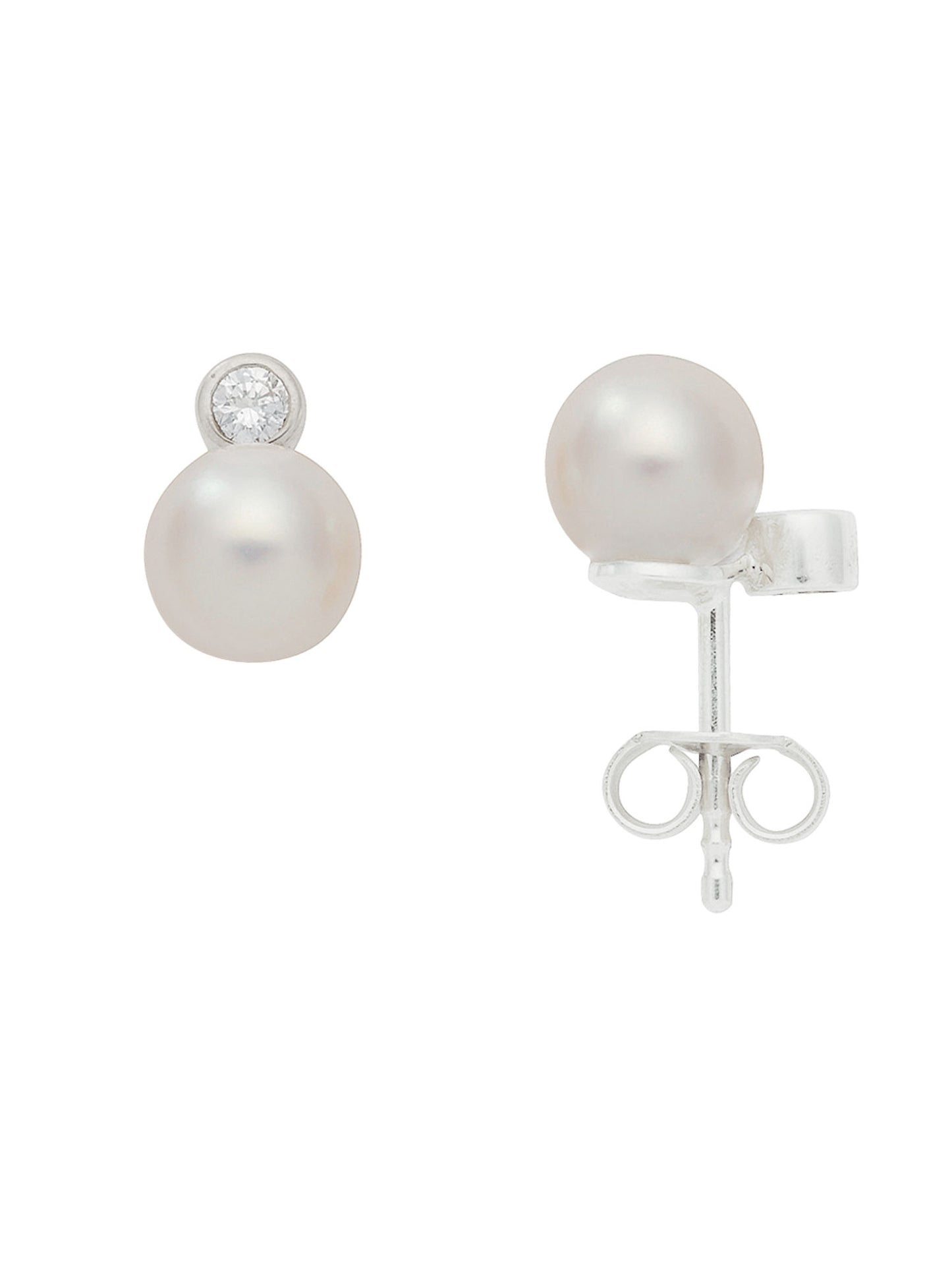 Adelia´s 585 Weißgold Ohrringe Ohrstecker mit Süßwasser Zuchtperle