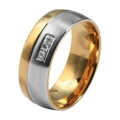 Damen Ring aus Edelstahl mit Strass Steinchen