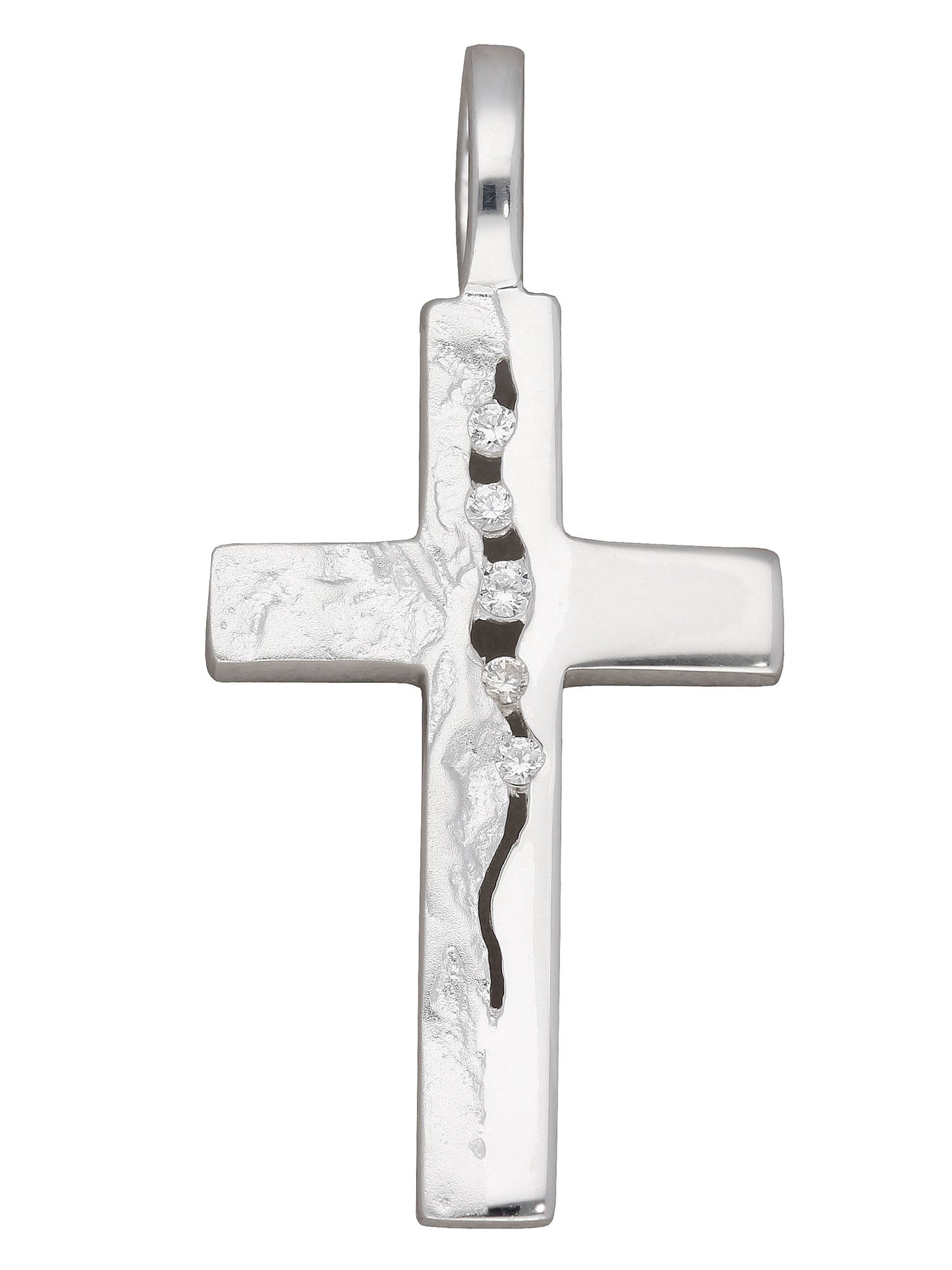 Adelia´s 925 Silber Kreuz Anhänger mit Zirkonia