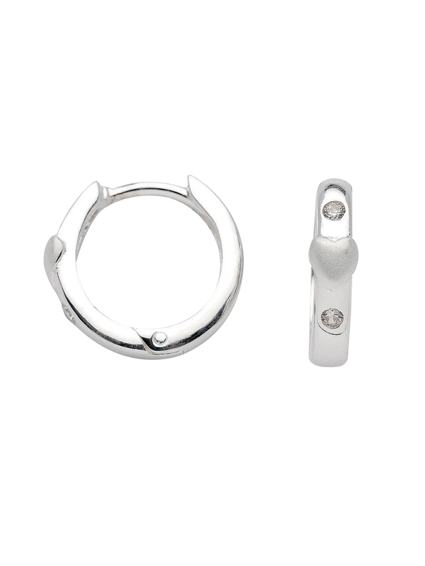 Adelia´s 925 Silber Ohrringe Creolen Herz mit Zirkonia Ø 13,8 mm