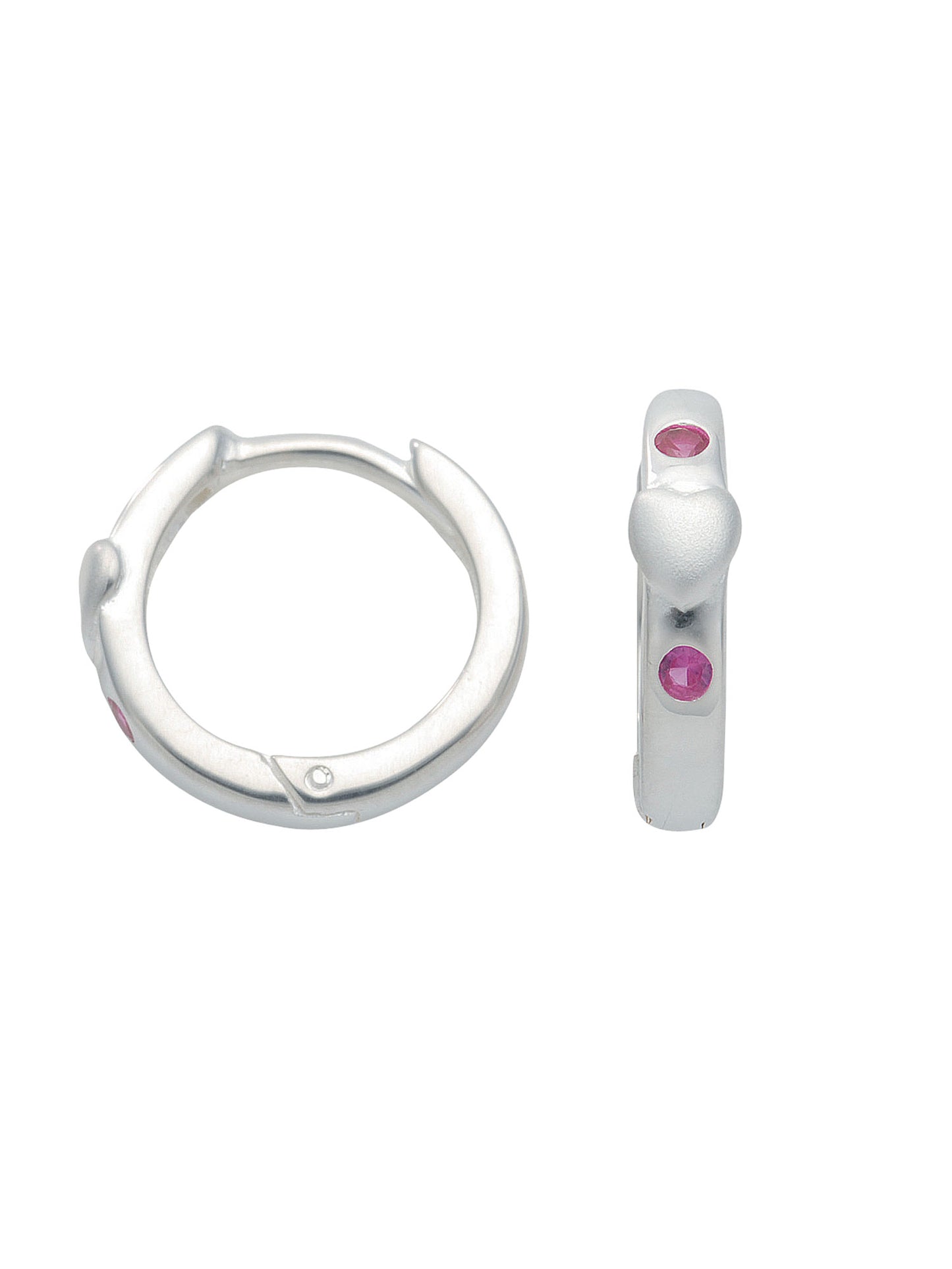Adelia´s 925 Silber Ohrringe Creolen Herz mit synthetischer Rubin Ø 13,8 mm