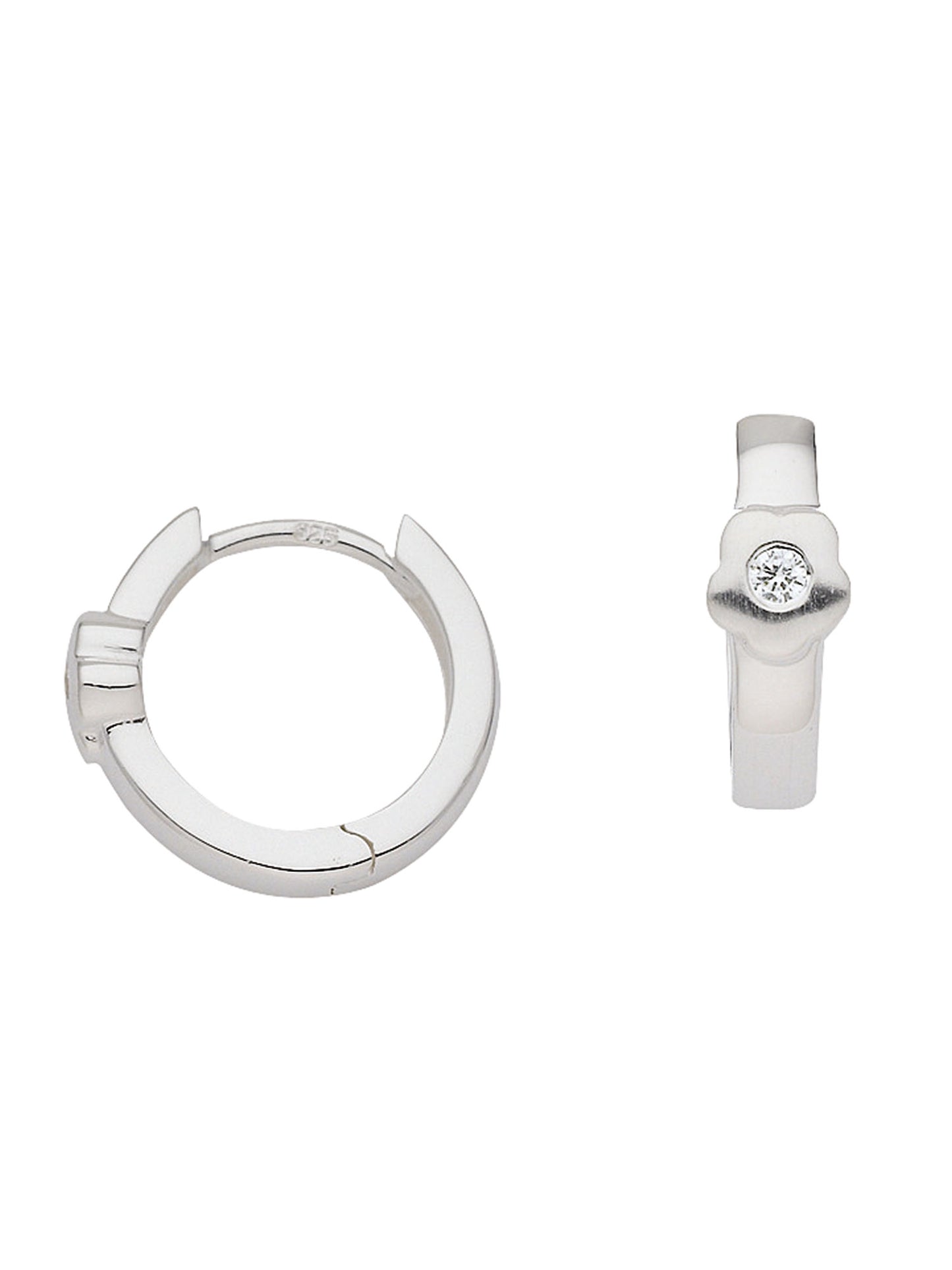 Adelia´s 925 Silber Ohrringe Creolen Blüte mit Zirkonia Ø 13,3 mm