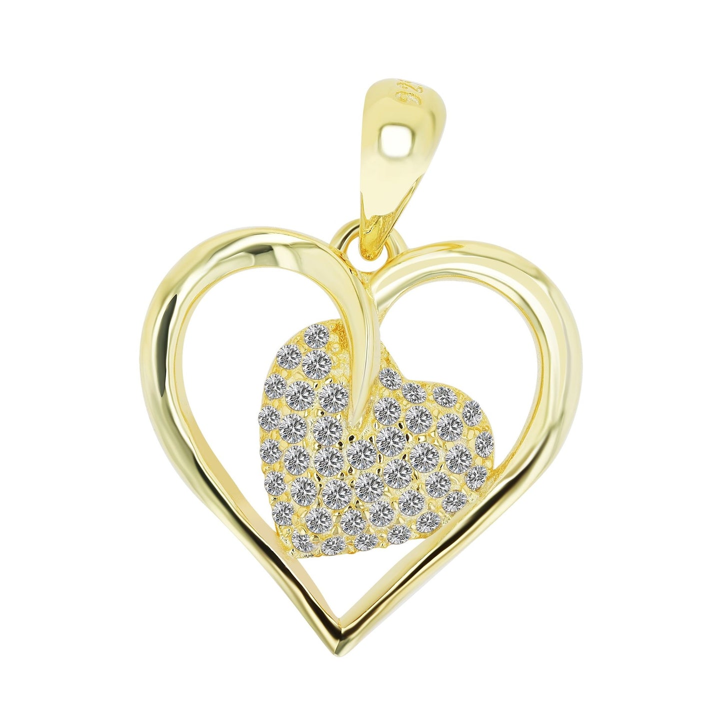 Damen Anhänger – Herz Herzanhänger aus 925 Silber mit Zirkonia