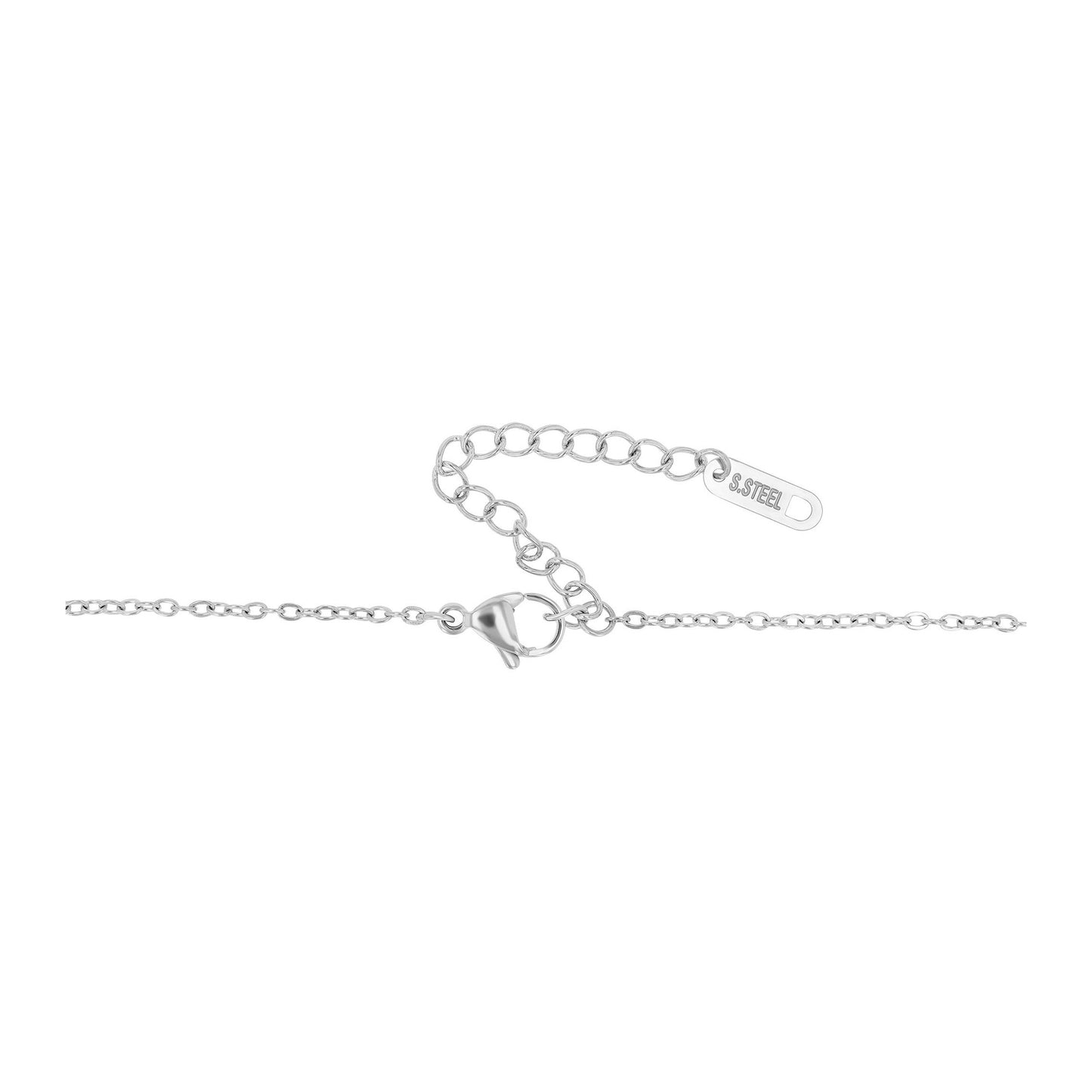 Damen Halskette – Medaillon aus Edelstahl mit Strass Steinchen 45+5