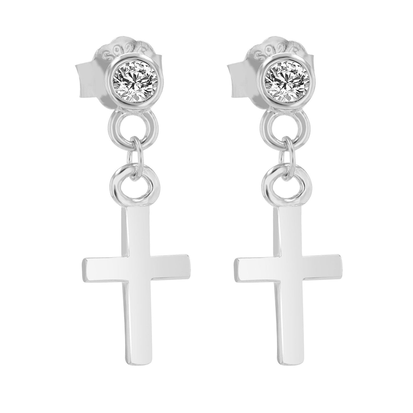 Damen Anhänger – Kreuz Kreuzanhänger aus 925 Silber mit Zirkonia