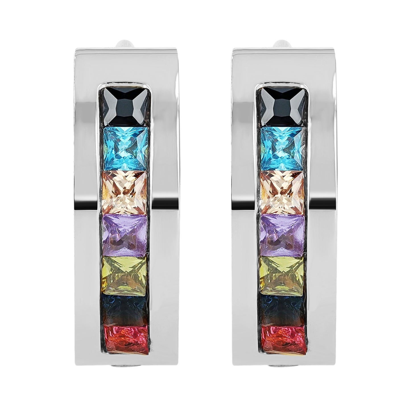 Damen Ohrringe – Klappcreole aus Edelstahl mit Strass Steinchen