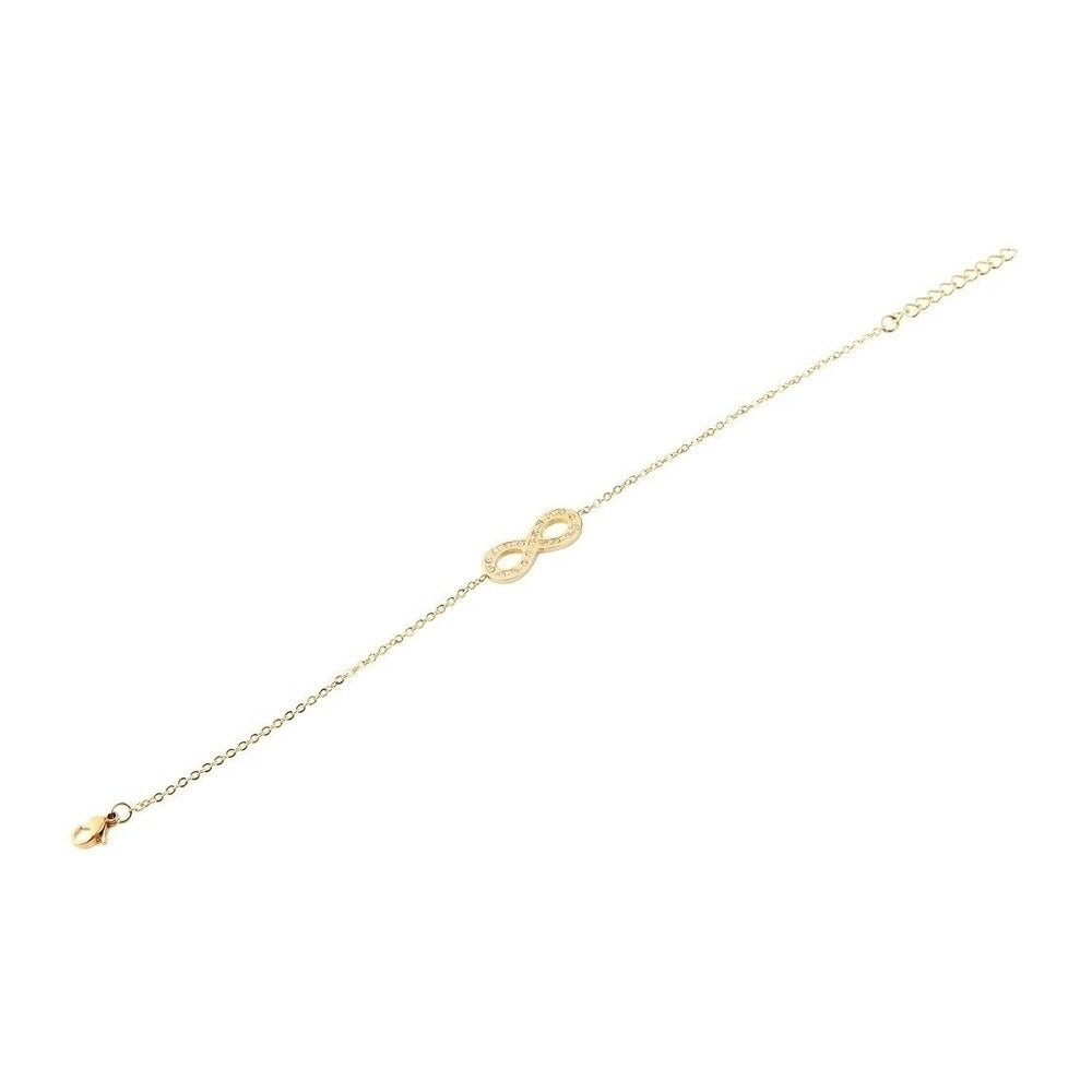 Damen Armband – Unendlichkeitszeichen aus Edelstahl mit Strass Steinchen 18 cm