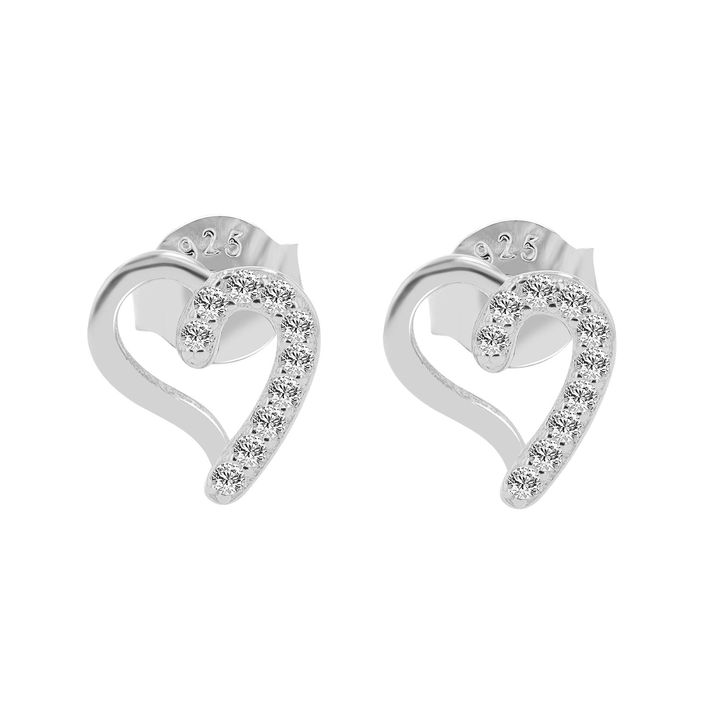 Damen Ohrringe – Ohrstecker Herz aus 925 Silber mit Zirkonia