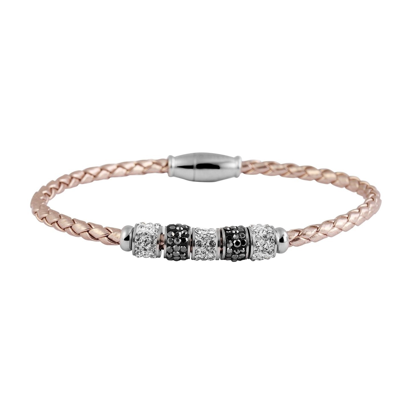 Damen Armband aus Leder mit Strass Steinchen 19 cm