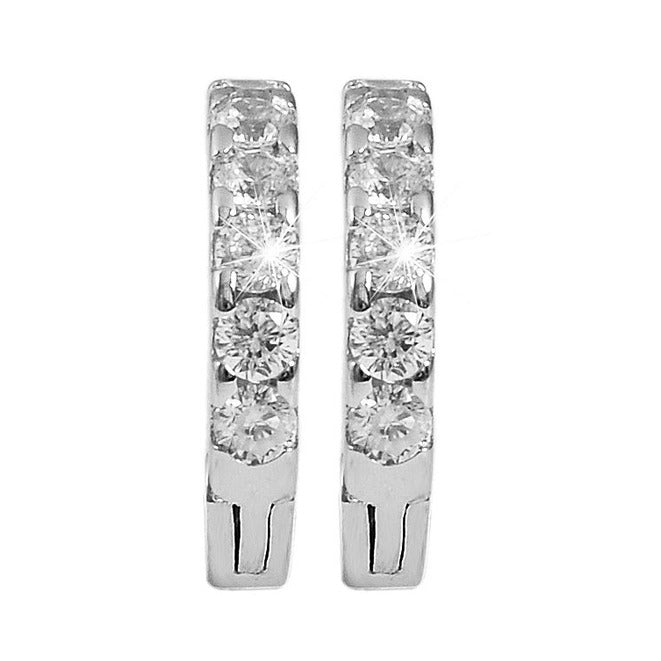 Damen Ohrringe – Klappcreole aus 925 Silber mit Zirkonia