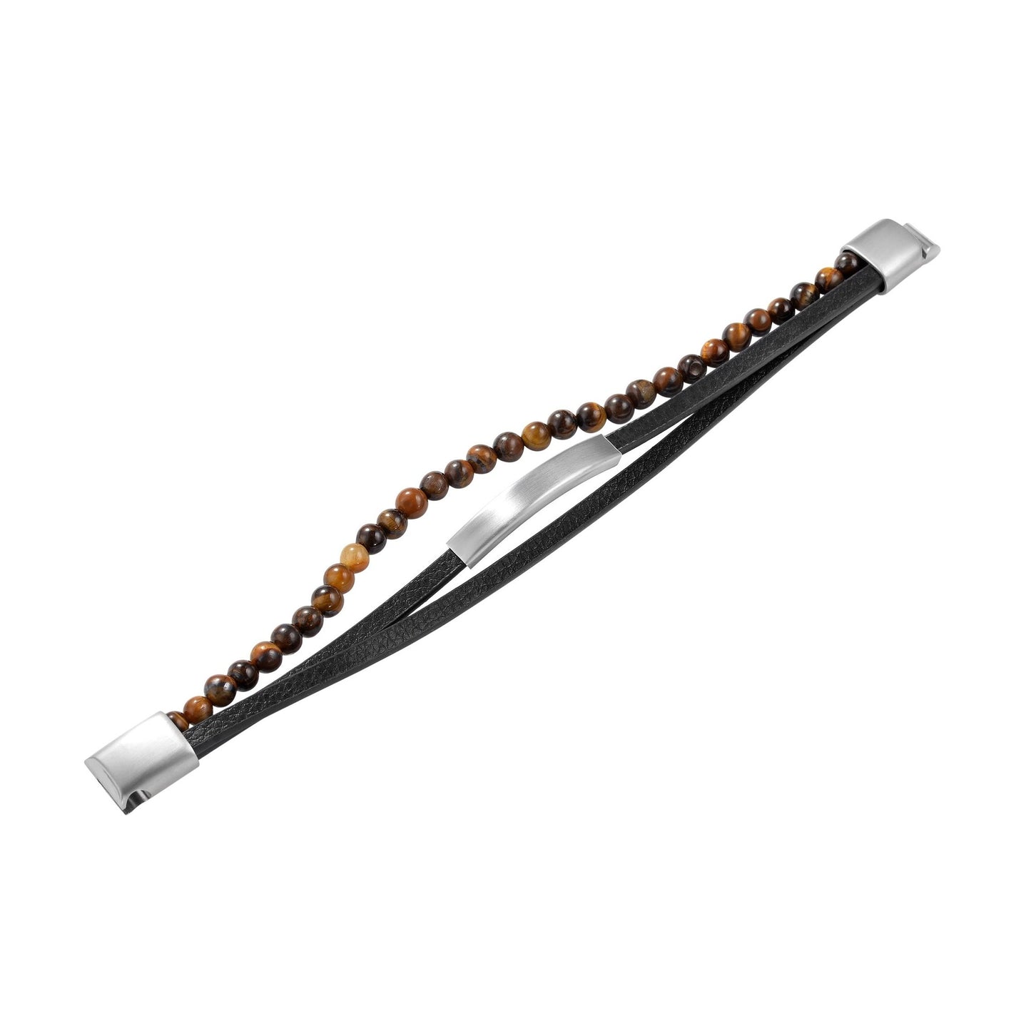 Unisex Armband – Lederarmband aus Leder mit Tigerauge 23 cm
