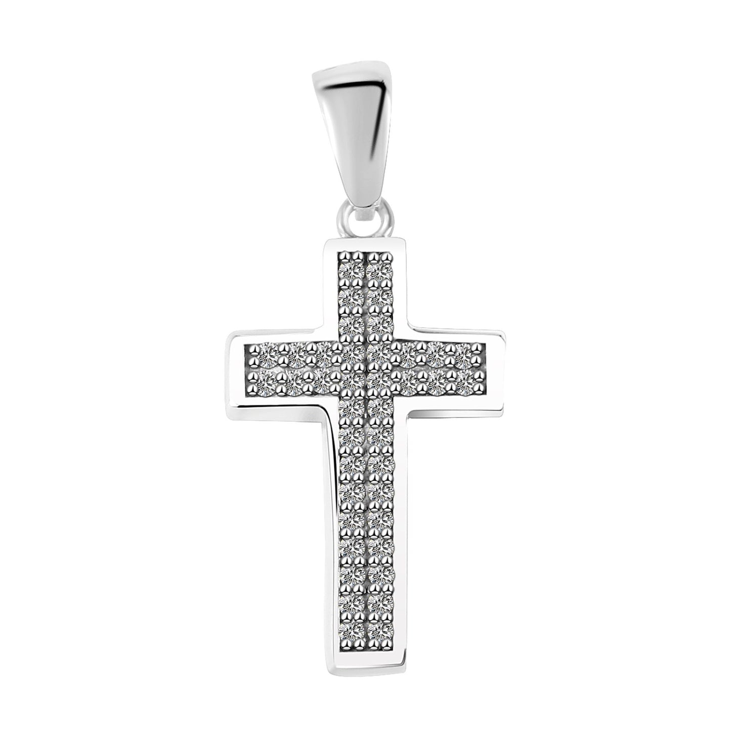 Damen Anhänger – Kreuz Kreuzanhänger aus 925 Silber mit Zirkonia