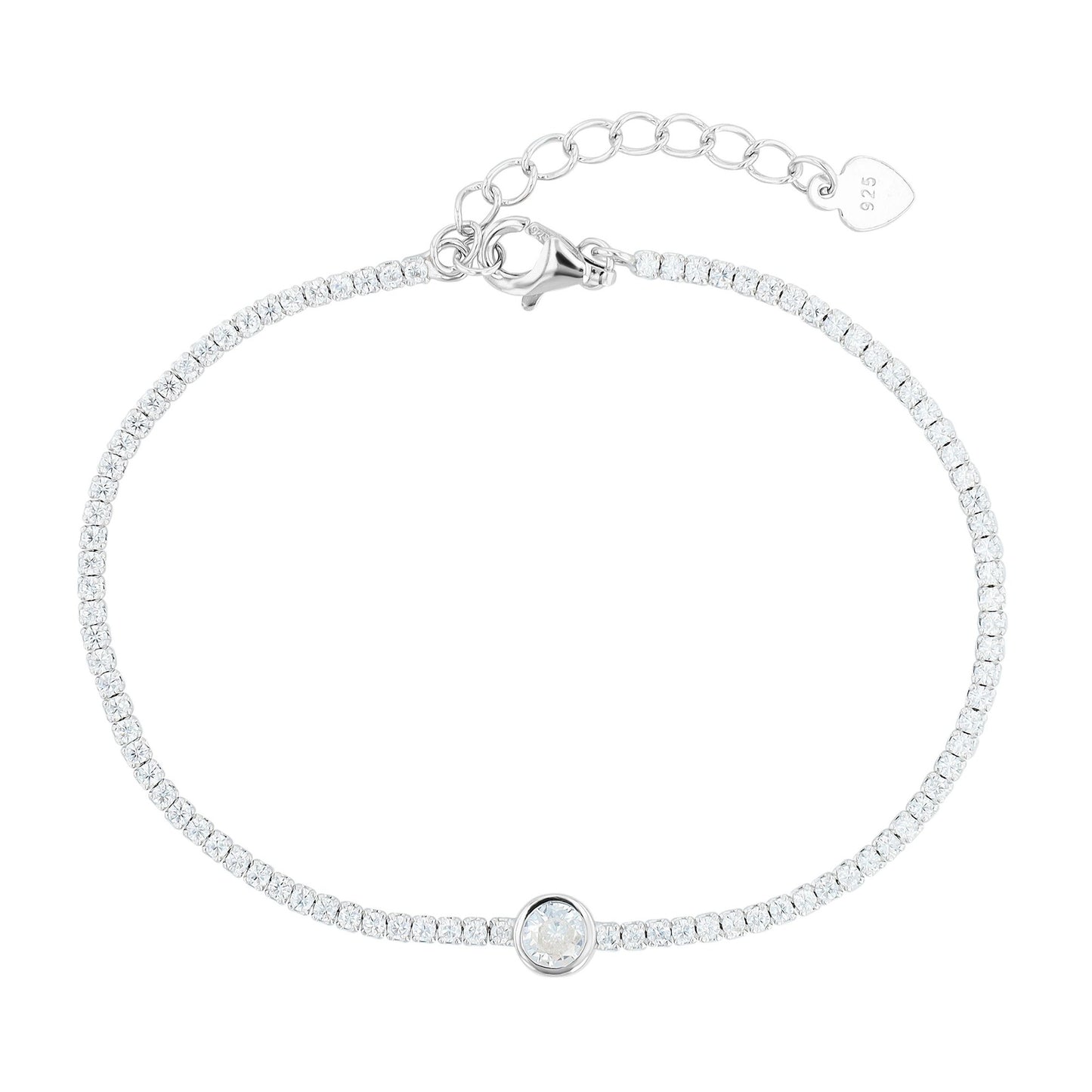 Damen Armband aus 925 Silber mit Zirkonia 17+3 cm