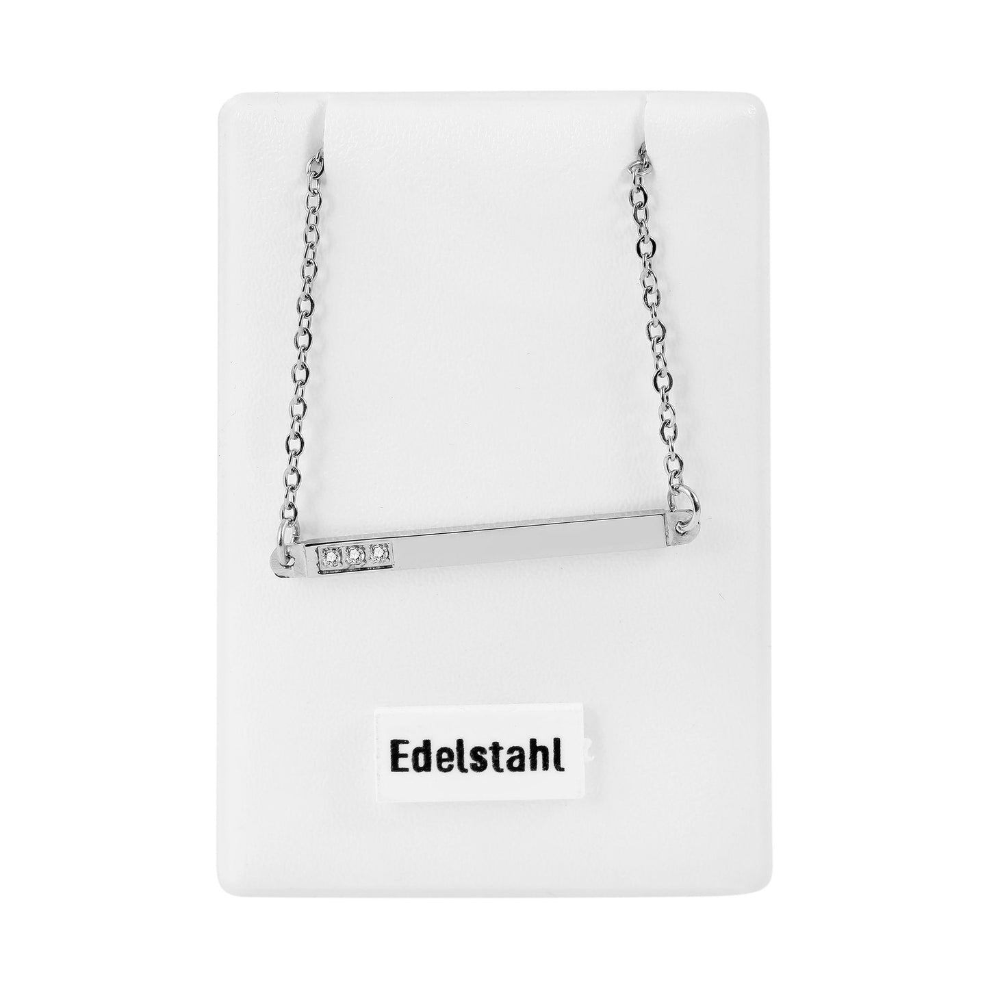 Damen Halskette aus Edelstahl mit Strass Steinchen 43 cm