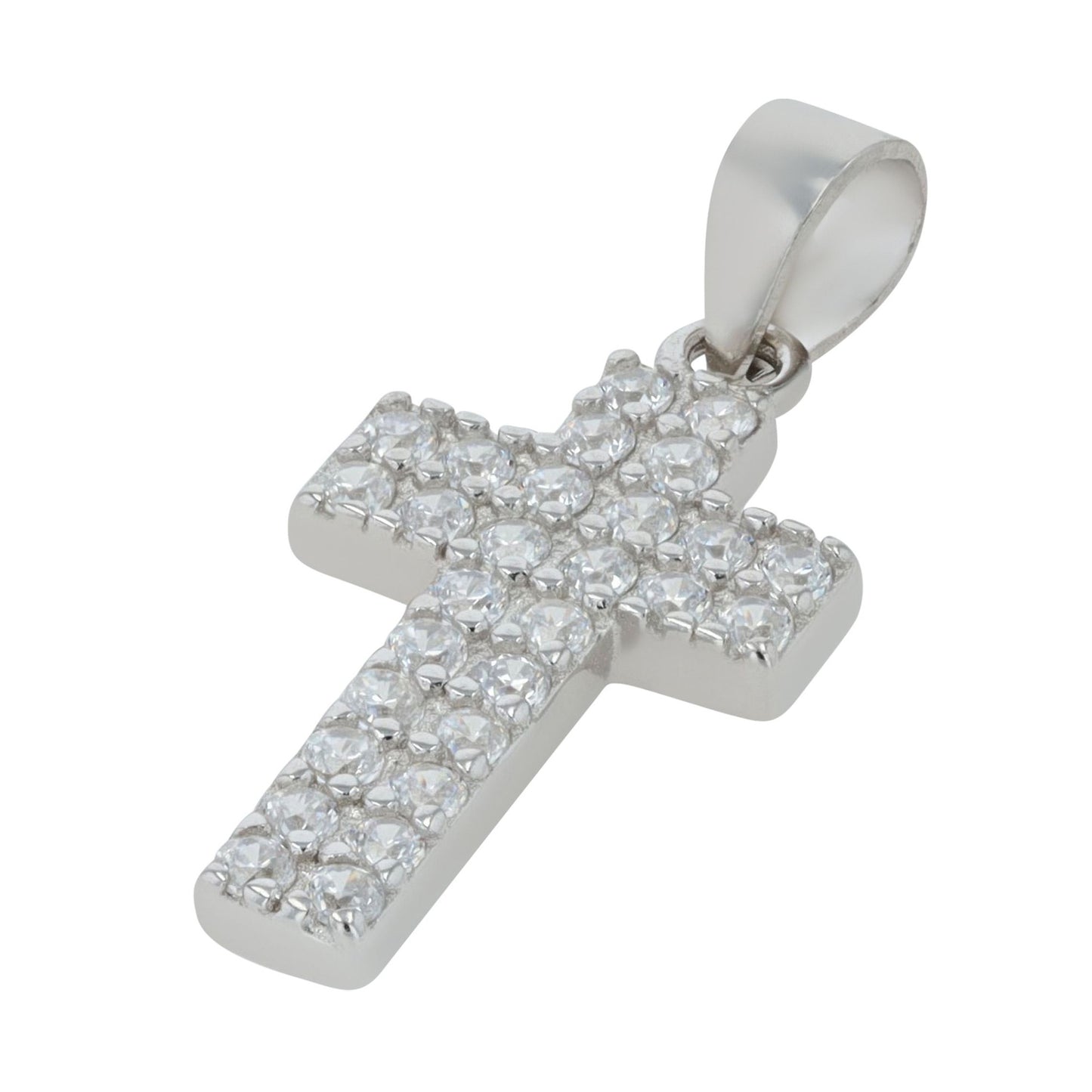 Damen Anhänger – Kreuz Kreuzanhänger aus 925 Silber mit Zirkonia