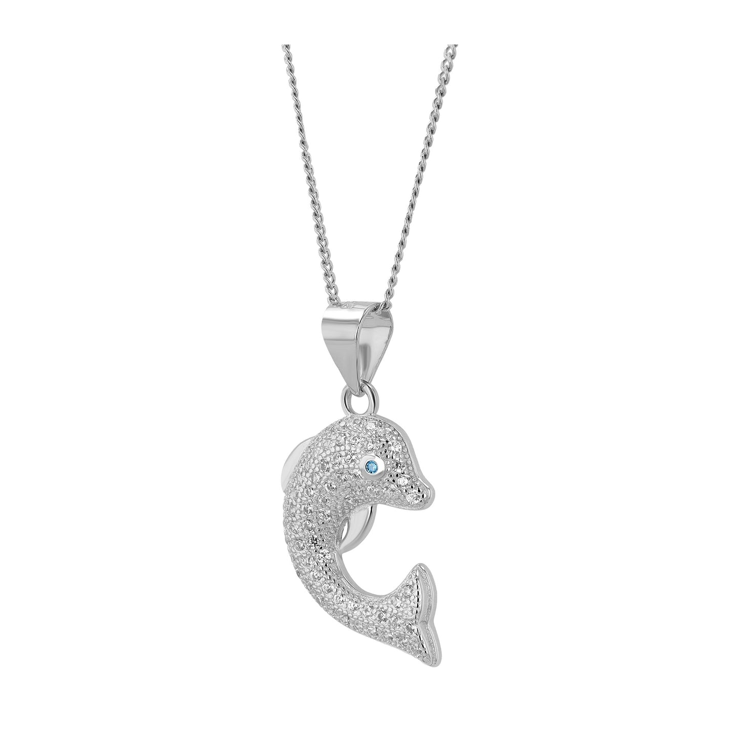 Kinder Anhänger – Delfin Herzanhänger aus 925 Silber mit Zirkonia