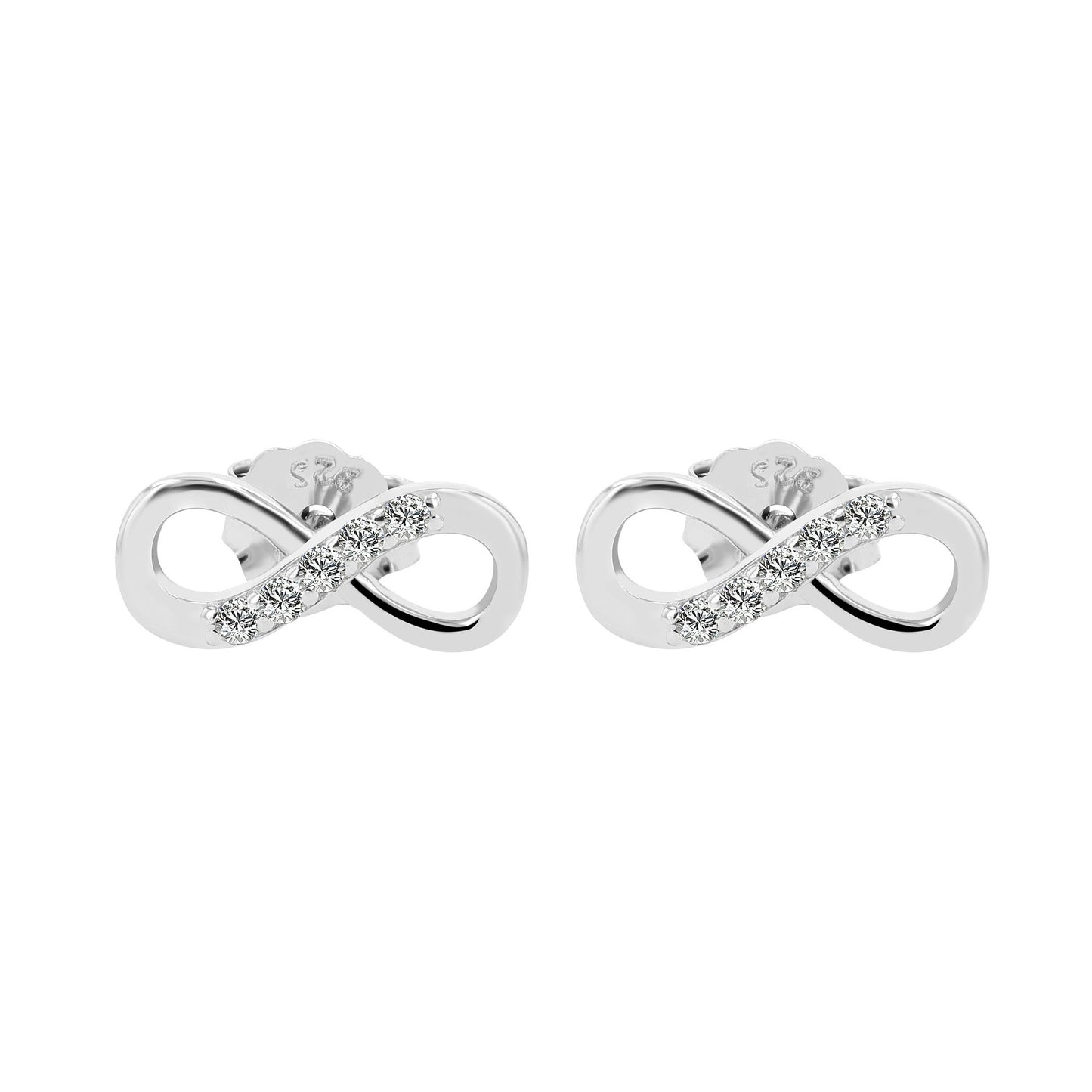 Damen Ohrringe – Ohrstecker Unendlichkeitszeichen aus 925 Silber mit Zirkonia