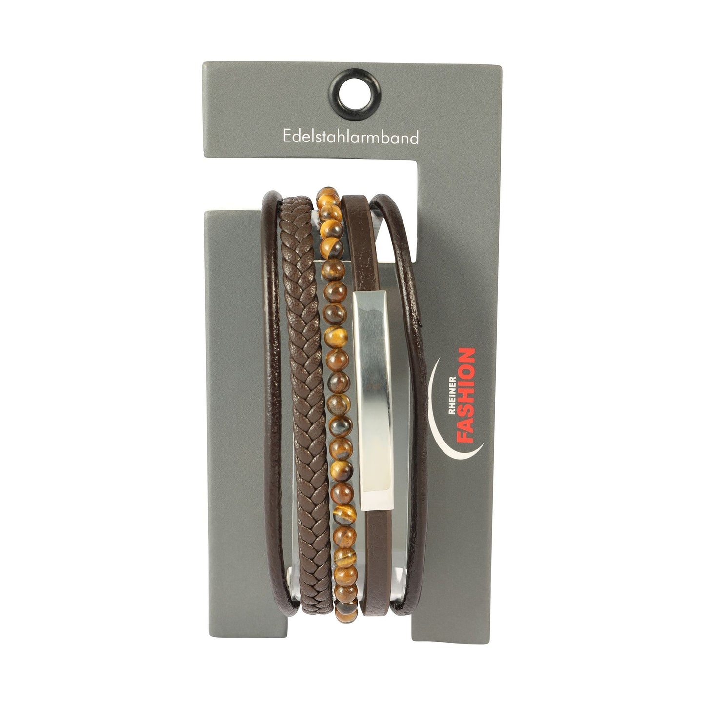 Herren Armband – Lederarmband aus Leder mit Tigerauge 21 cm