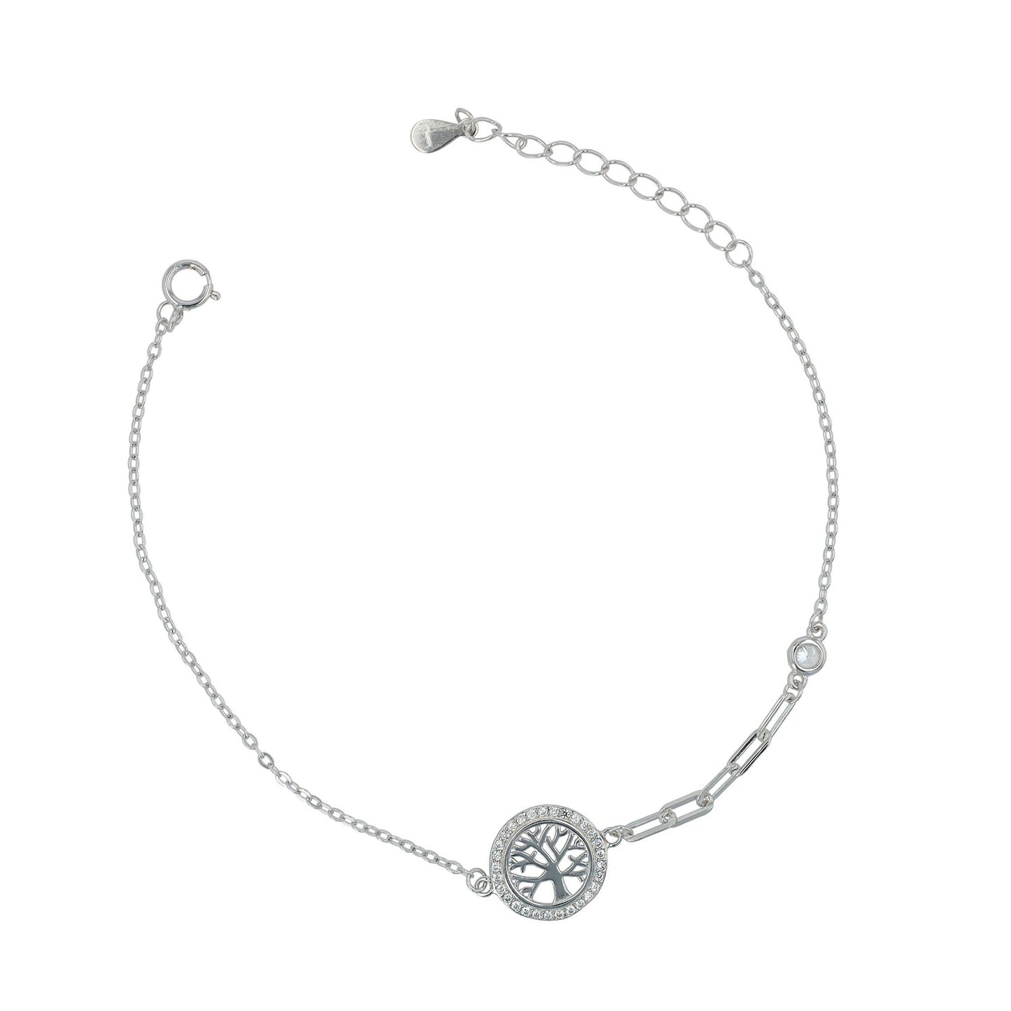 Damen Armband – Lebensbaum aus 925 Silber mit Zirkonia 17+3 cm