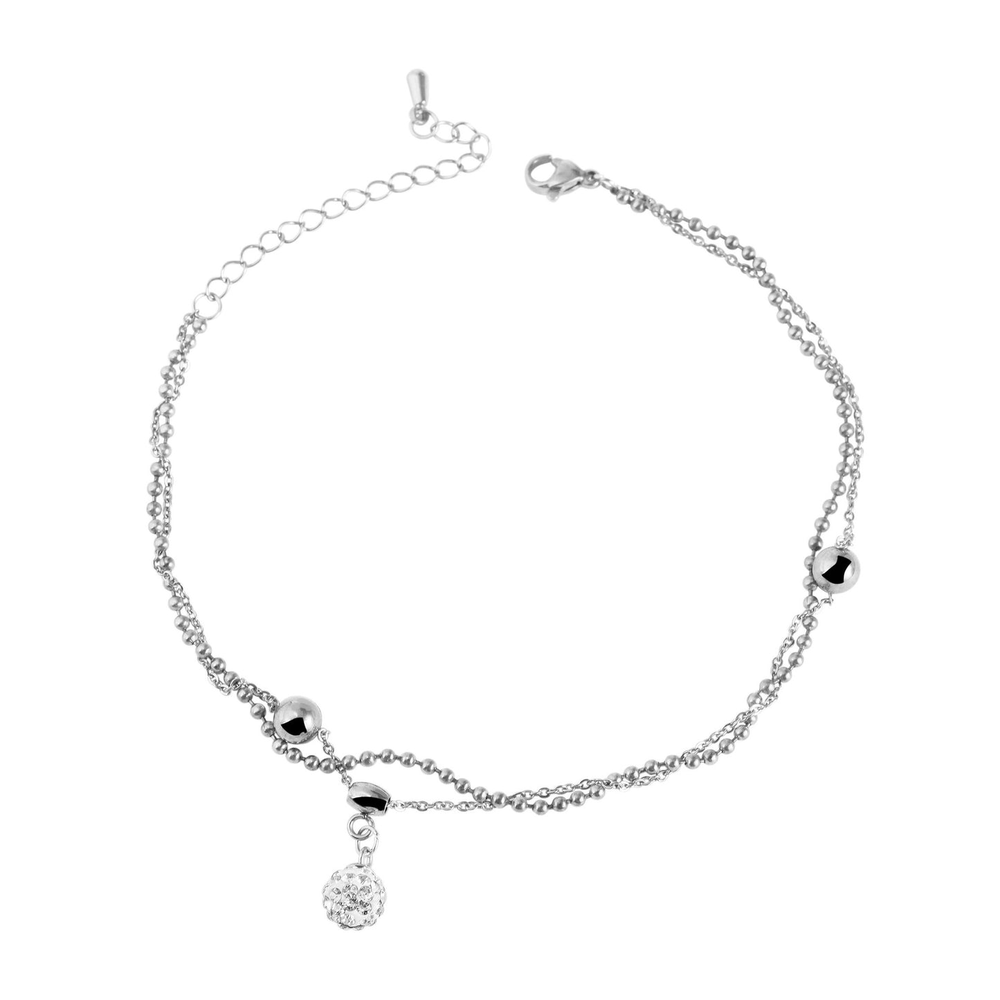 Damen Armband aus Edelstahl mit Strass Steinchen 24+5 cm