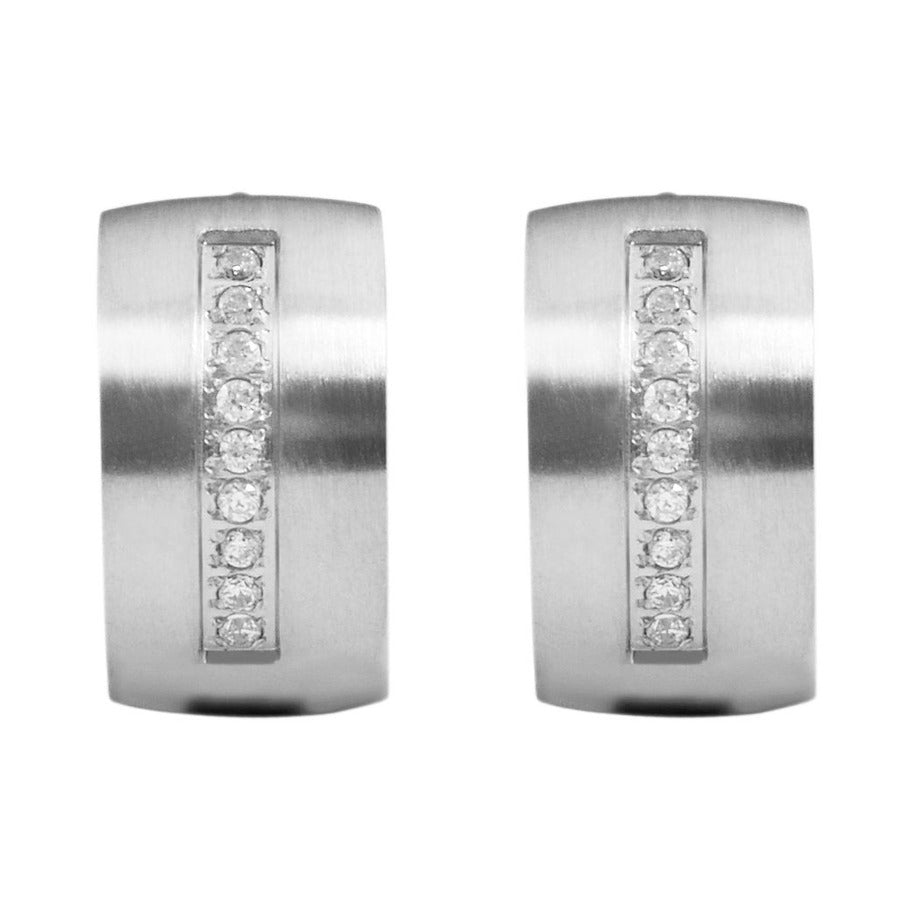 Damen Ohrringe – Klappcreole aus Edelstahl mit Strass Steinchen