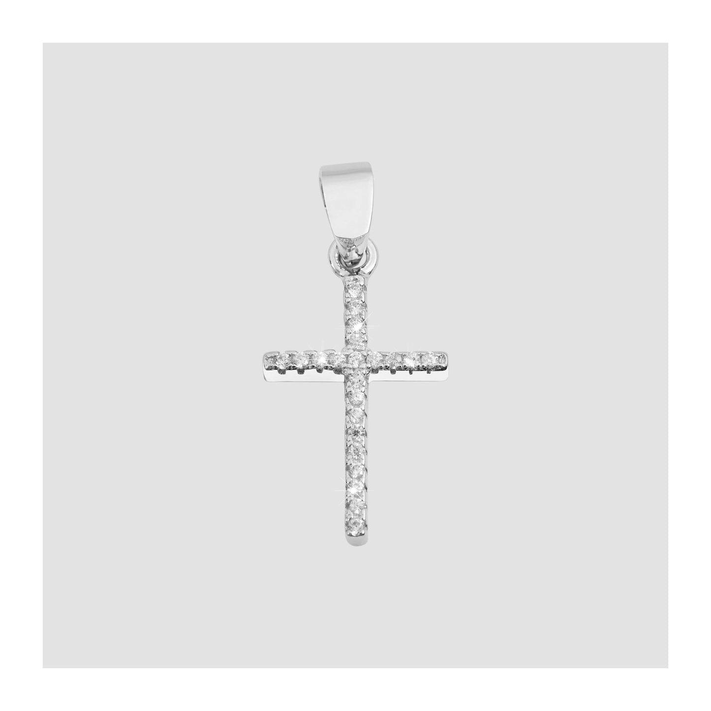 Damen Anhänger – Kreuz Gravuranhänger aus 925 Silber mit Zirkonia