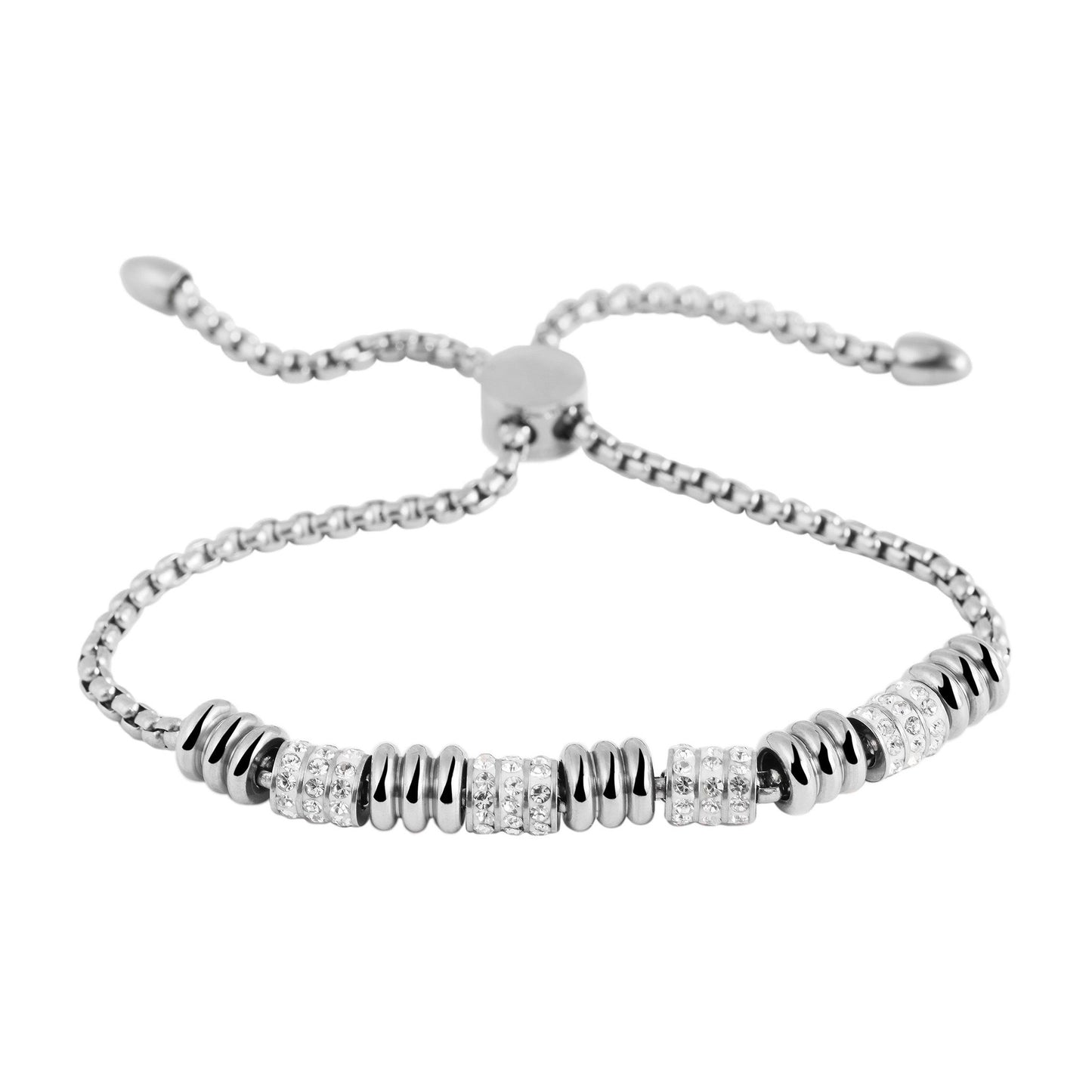 Damen Armband – Armreif aus Edelstahl mit Strass Steinchen 24 cm