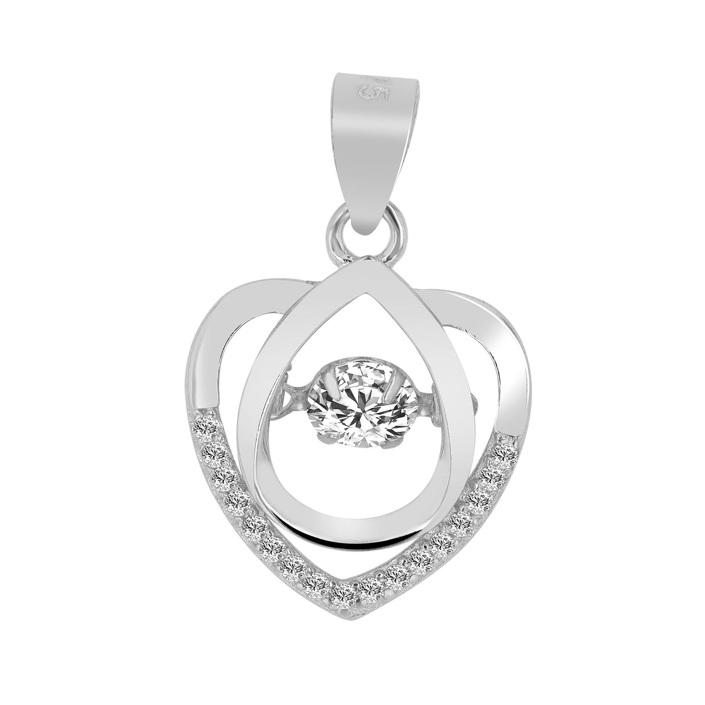 Damen Anhänger – Herz Herzanhänger aus 925 Silber mit Zirkonia