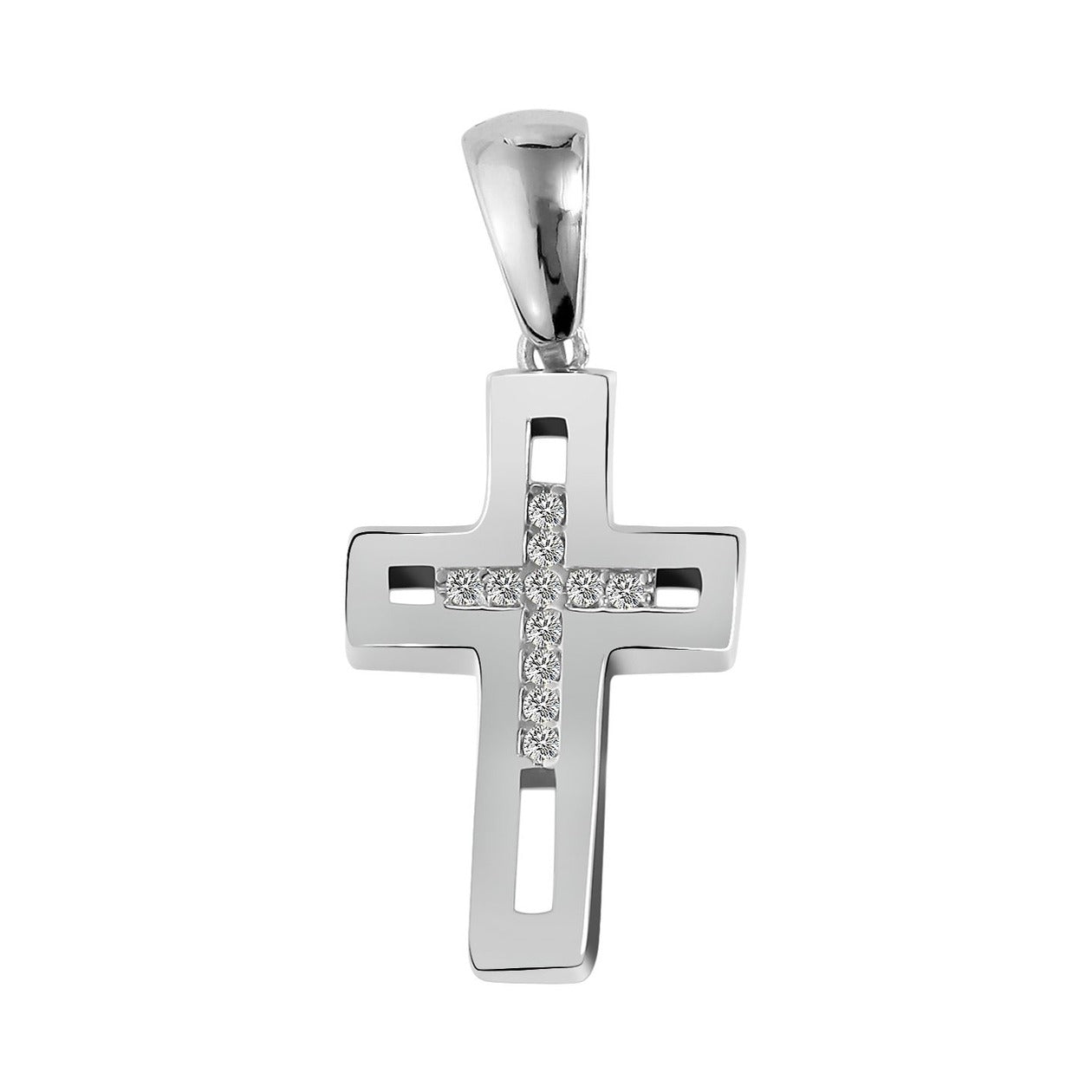 Damen Anhänger – Kreuz Kreuzanhänger aus 925 Silber mit Zirkonia