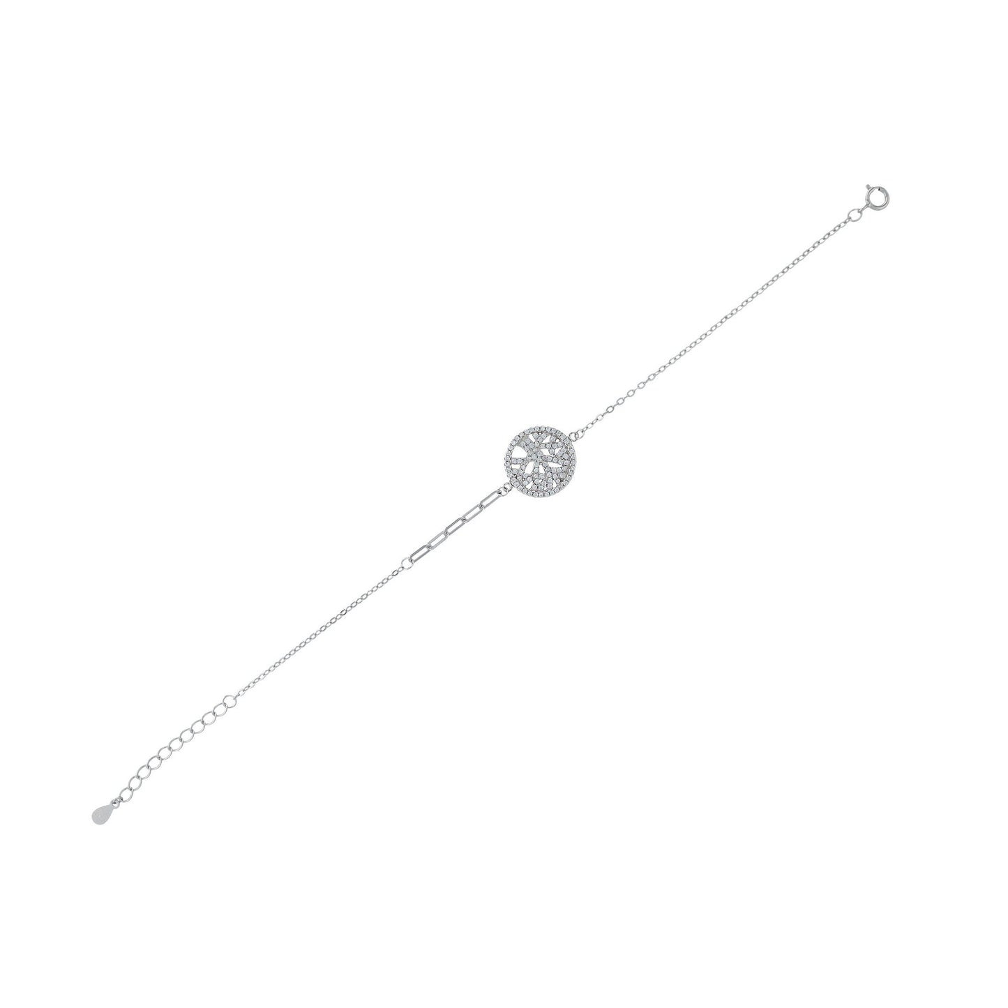 Damen Armband – Lebensbaum aus 925 Silber mit Zirkonia 17+3 cm