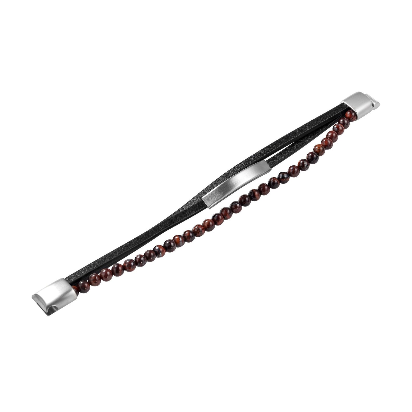 Unisex Armband – Lederarmband aus Leder mit Tigerauge 23 cm