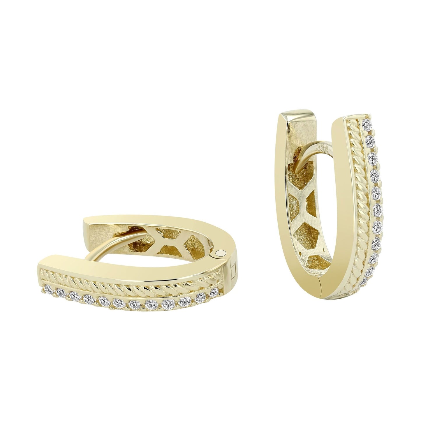 Damen Ohrringe – Klappcreole aus 333 Gold mit Zirkonia