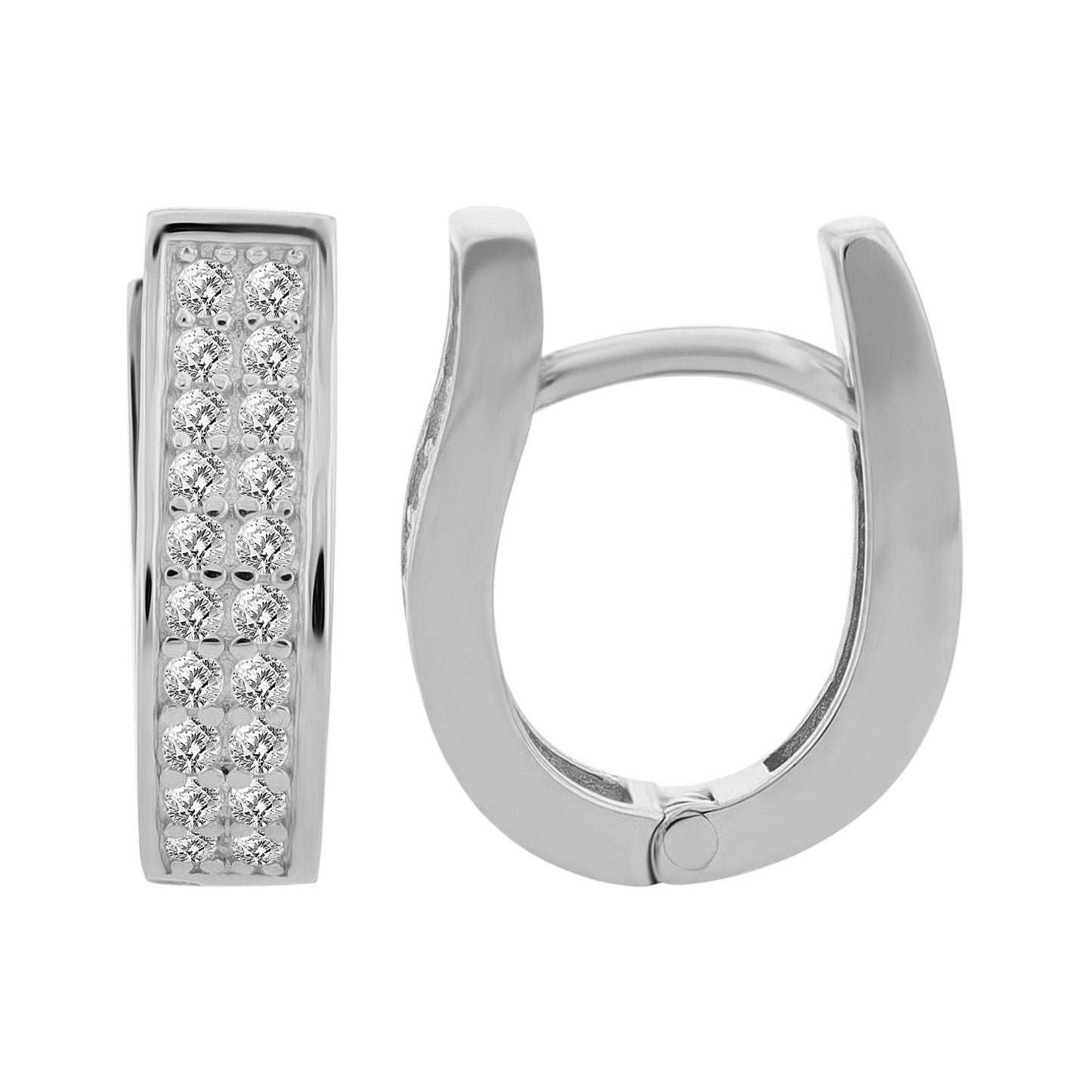 Damen Ohrringe – Klappcreole aus 925 Silber mit Zirkonia