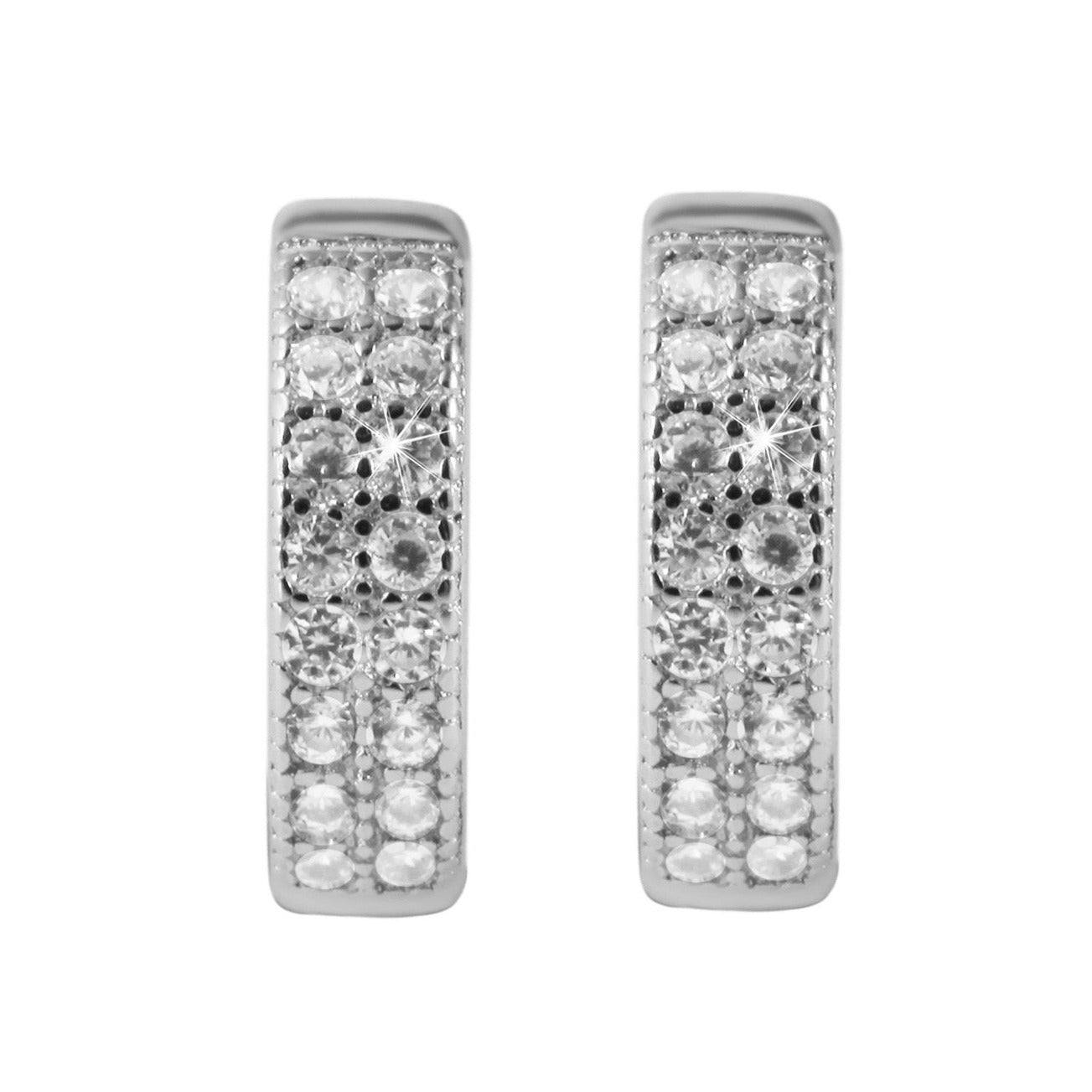 Damen Ohrringe – Klappcreole aus 925 Silber mit Zirkonia