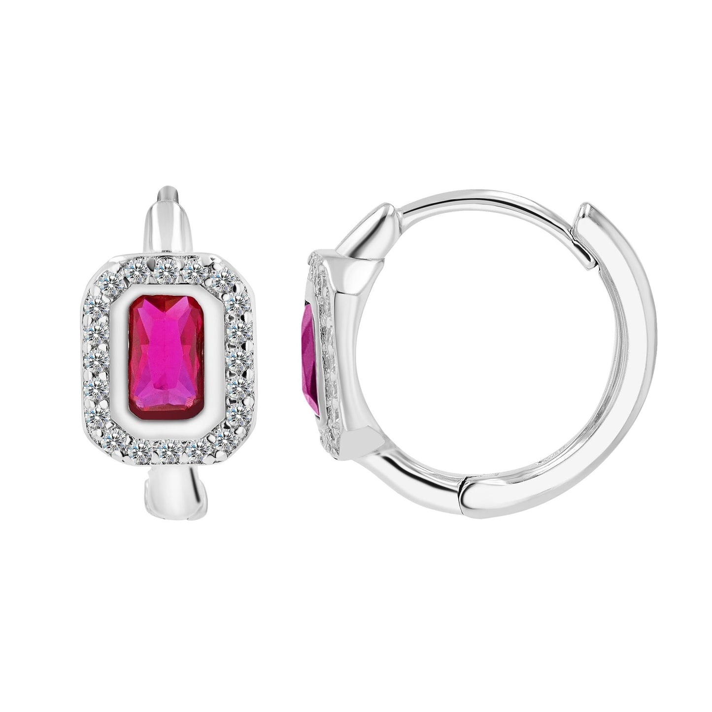 Damen Ohrringe – Klappcreole aus 925 Silber mit Zirkonia