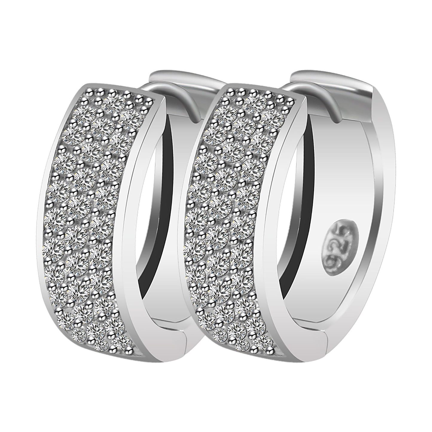 Damen Ohrringe – Klappcreole aus 925 Silber mit Zirkonia