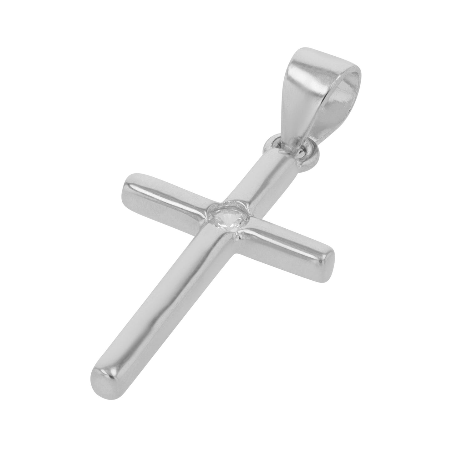 Damen Anhänger – Kreuz Kreuzanhänger aus 925 Silber mit Zirkonia