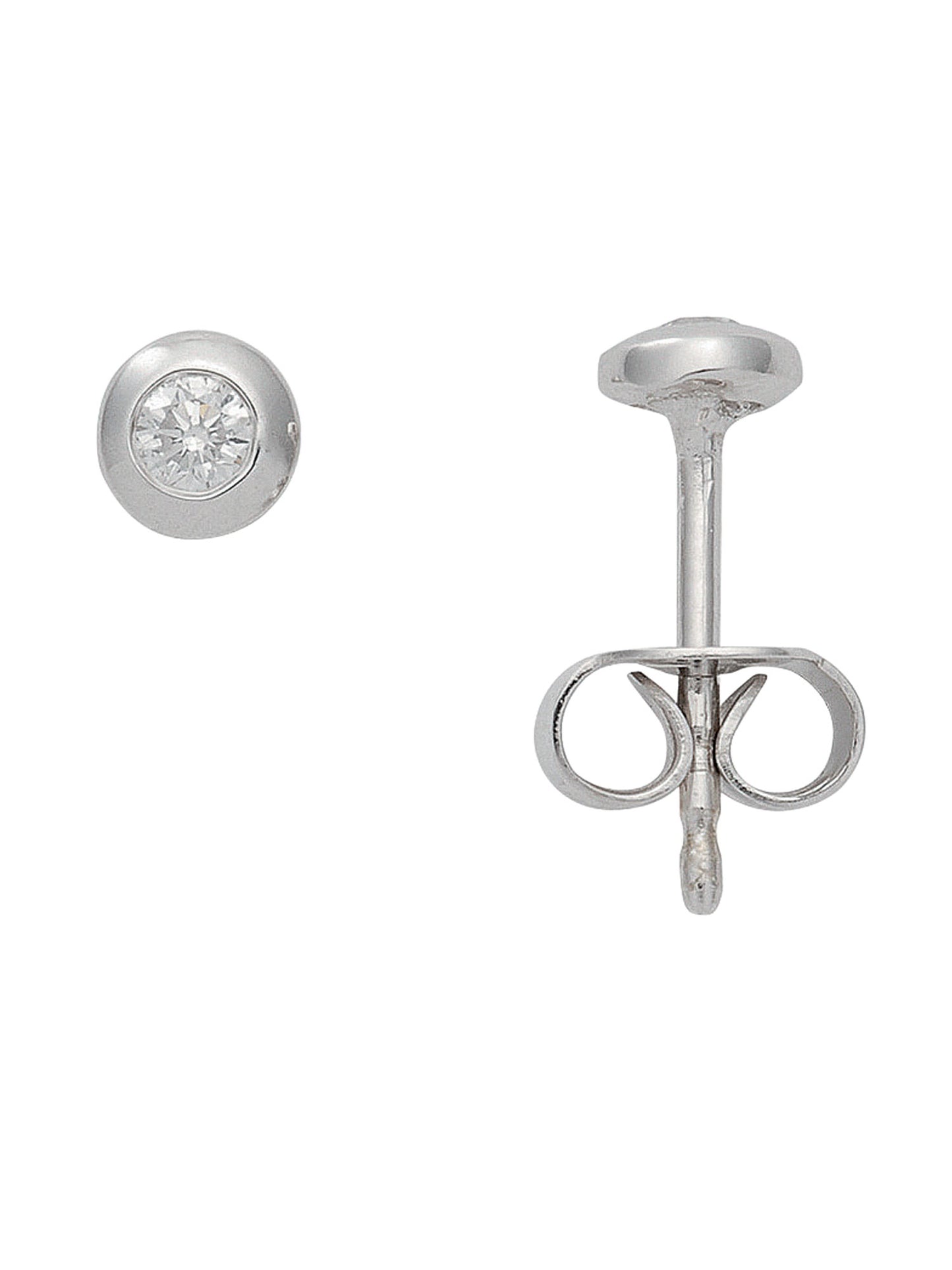 Adelia´s 585 Weißgold Ohrringe Ohrstecker mit Diamant Brillant Ø 4 mm