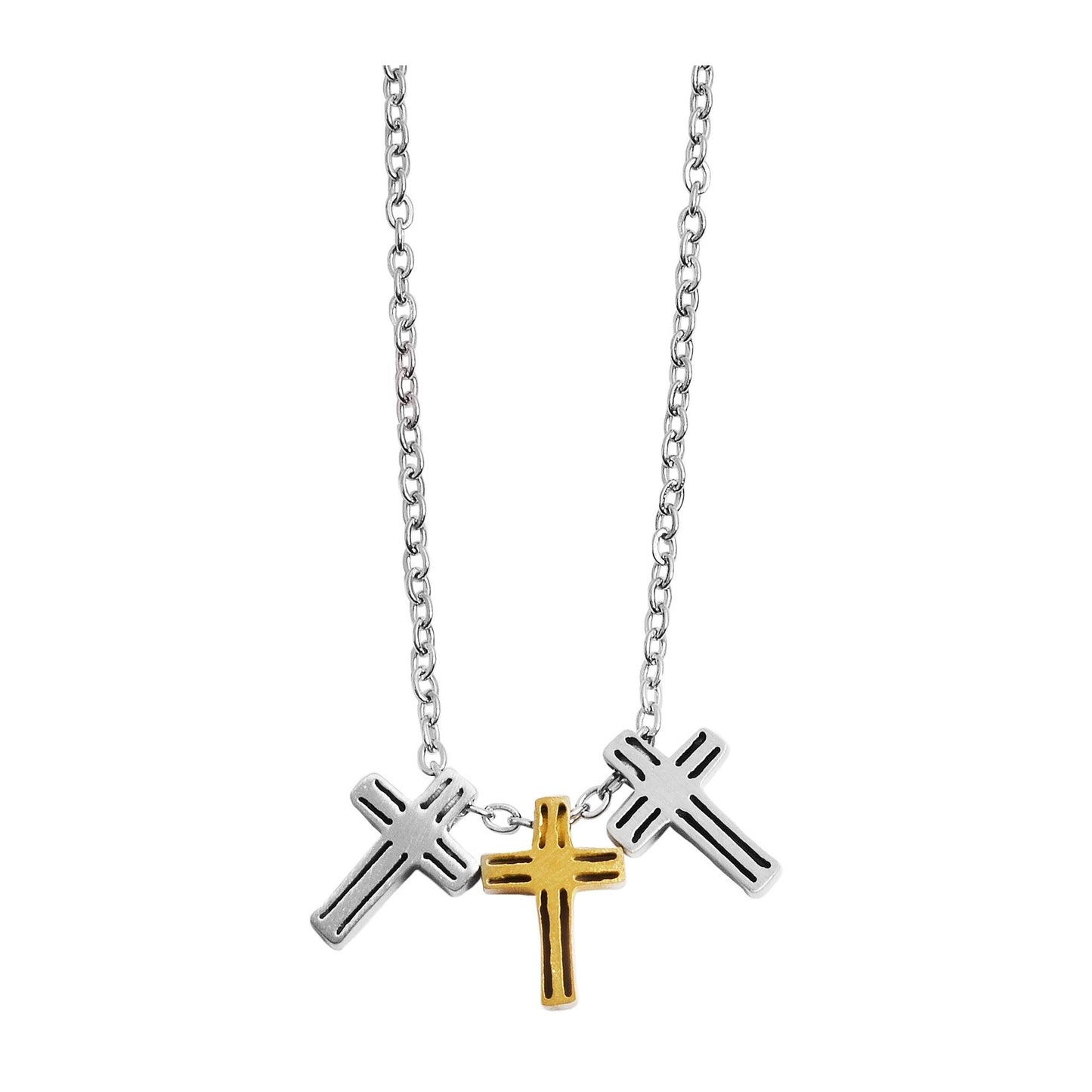 Damen Halskette – Ankerkette Kreuz aus Edelstahl 43 cm