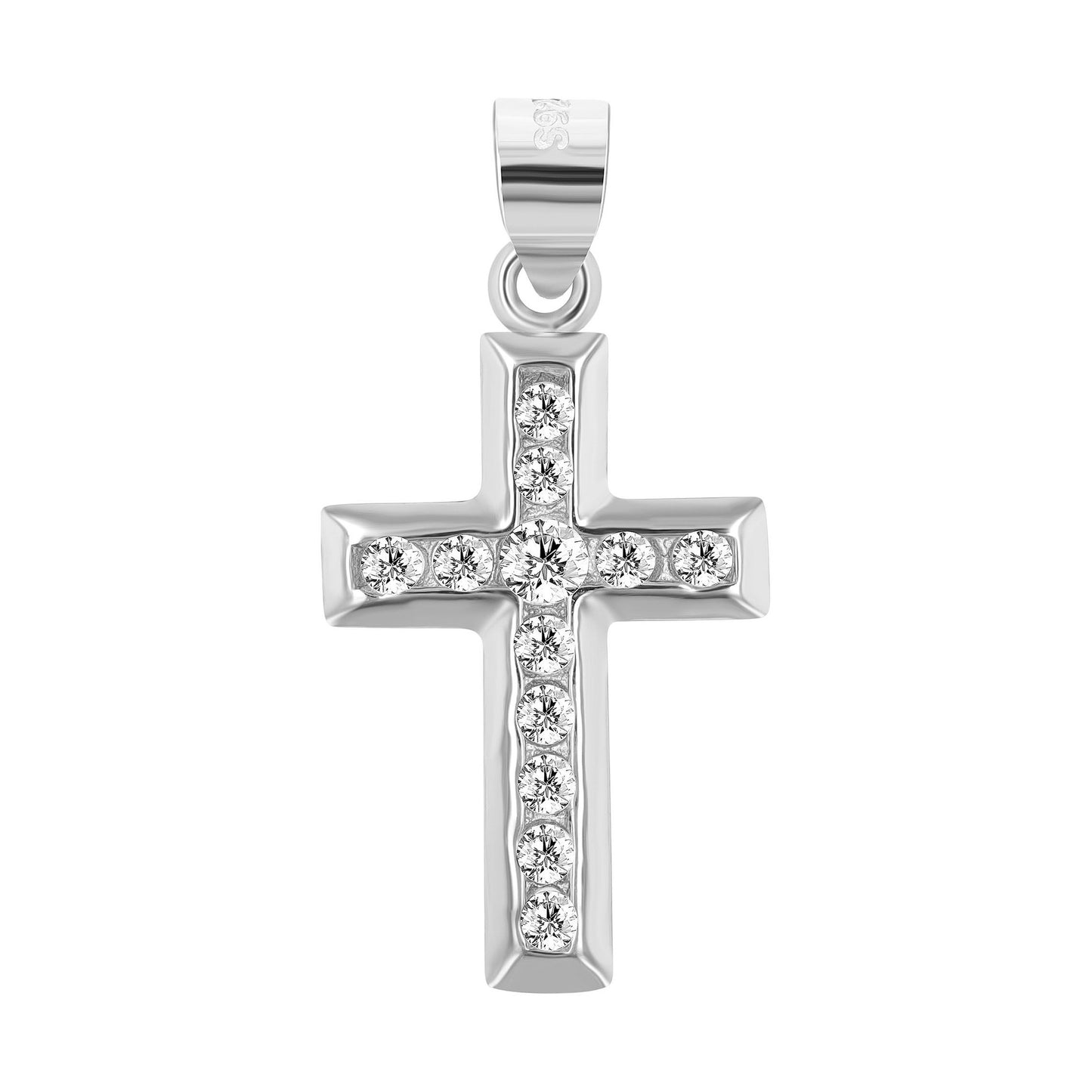 Damen Anhänger – Kreuzanhänger aus 925 Silber mit Zirkonia