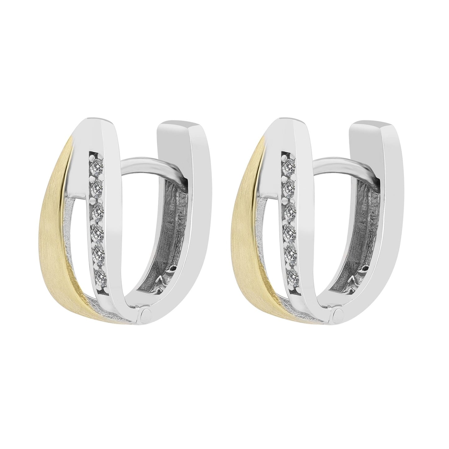 Damen Ohrringe – Klappcreole aus 925 Silber mit Zirkonia